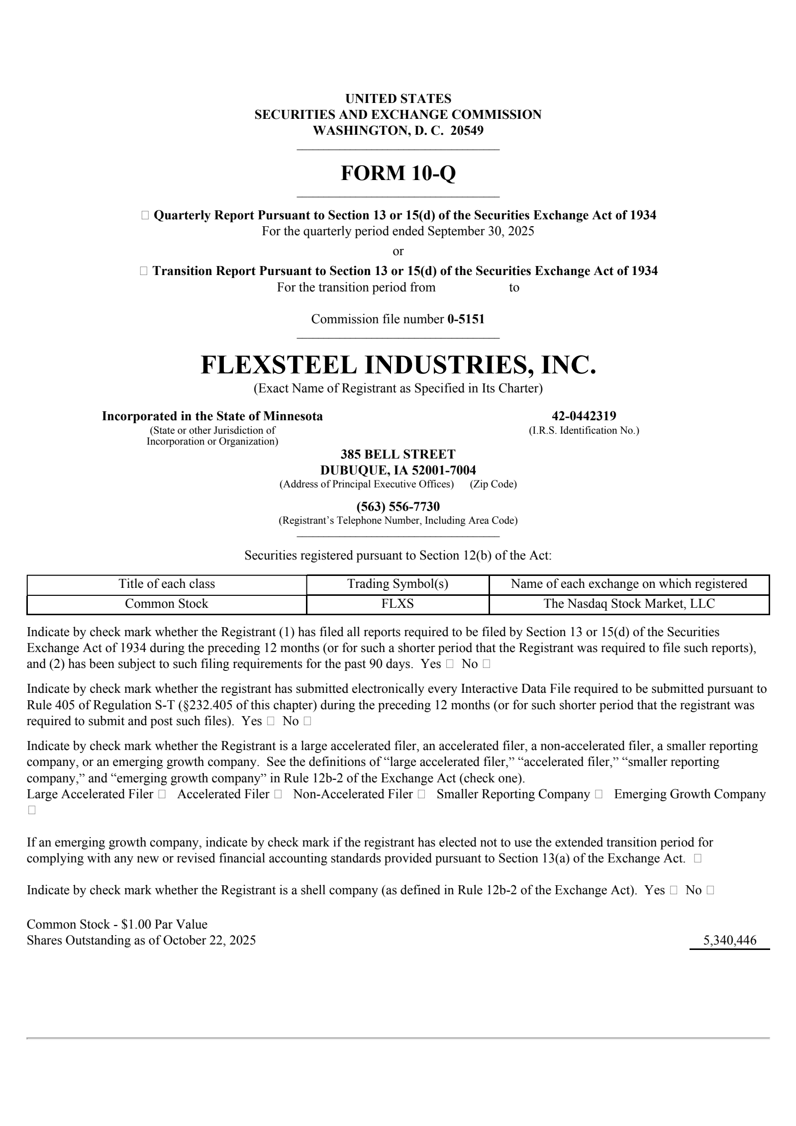 Flexsteel Industries' Q1 2026 Quarterly Report