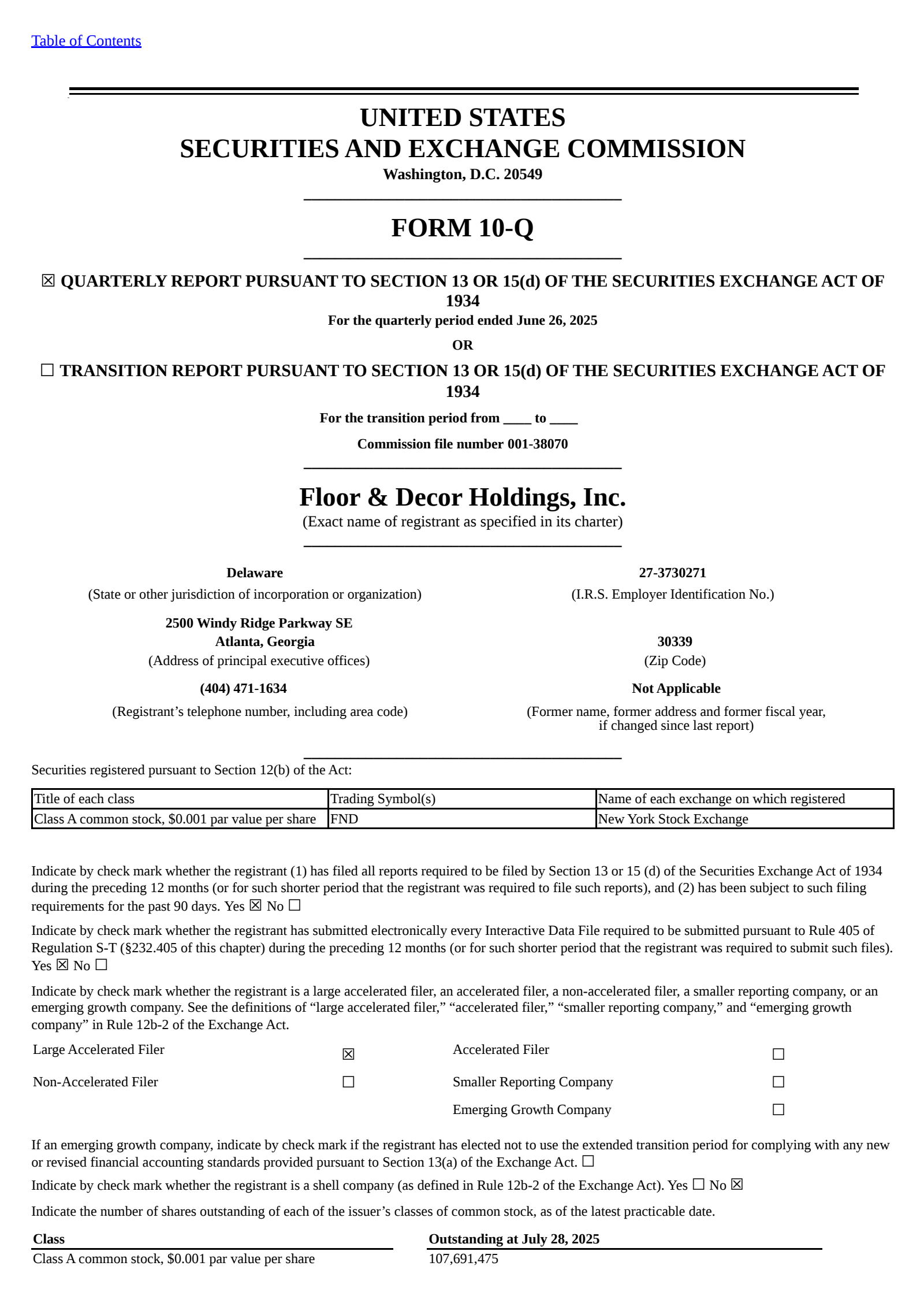 Floor & Decor's Q2 2025 Quarterly report
