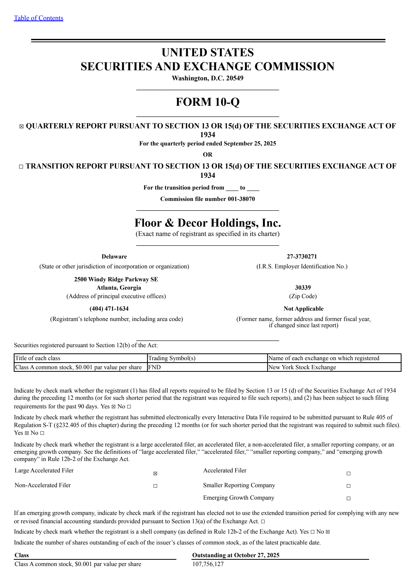 Floor & Decor's Q3 2025 Quarterly Report