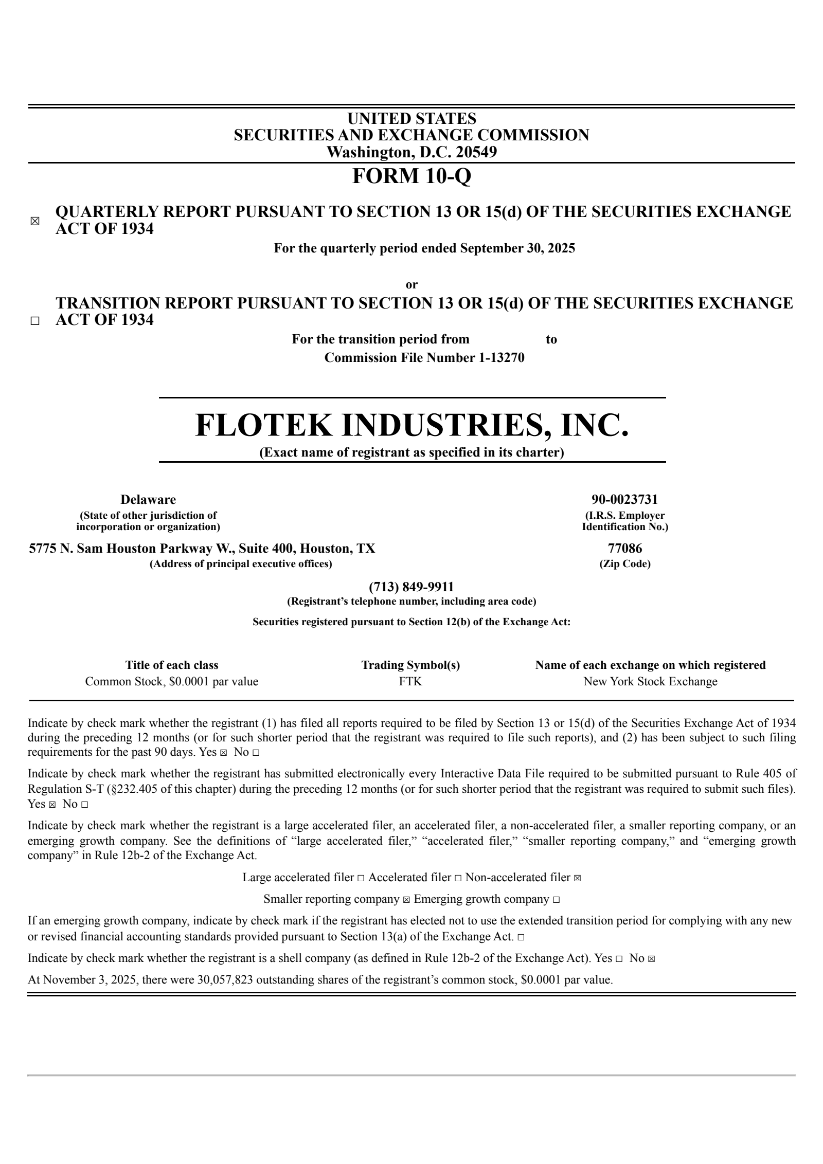 Flotek Industries' Q3 2025 Quarterly Report