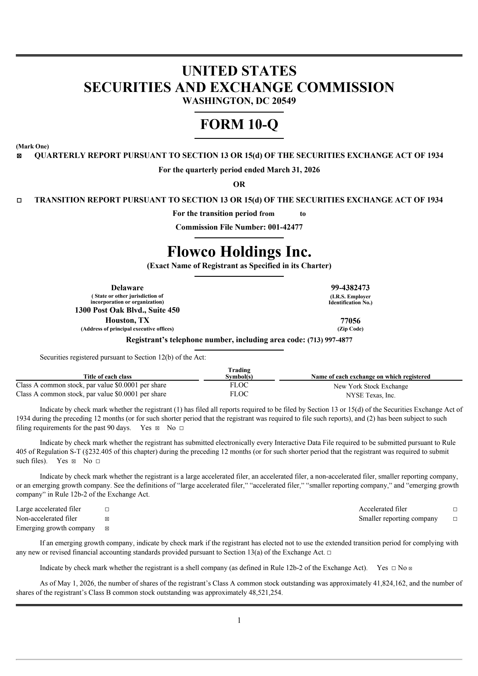 Flowco's Q1 2026 Quarterly report
