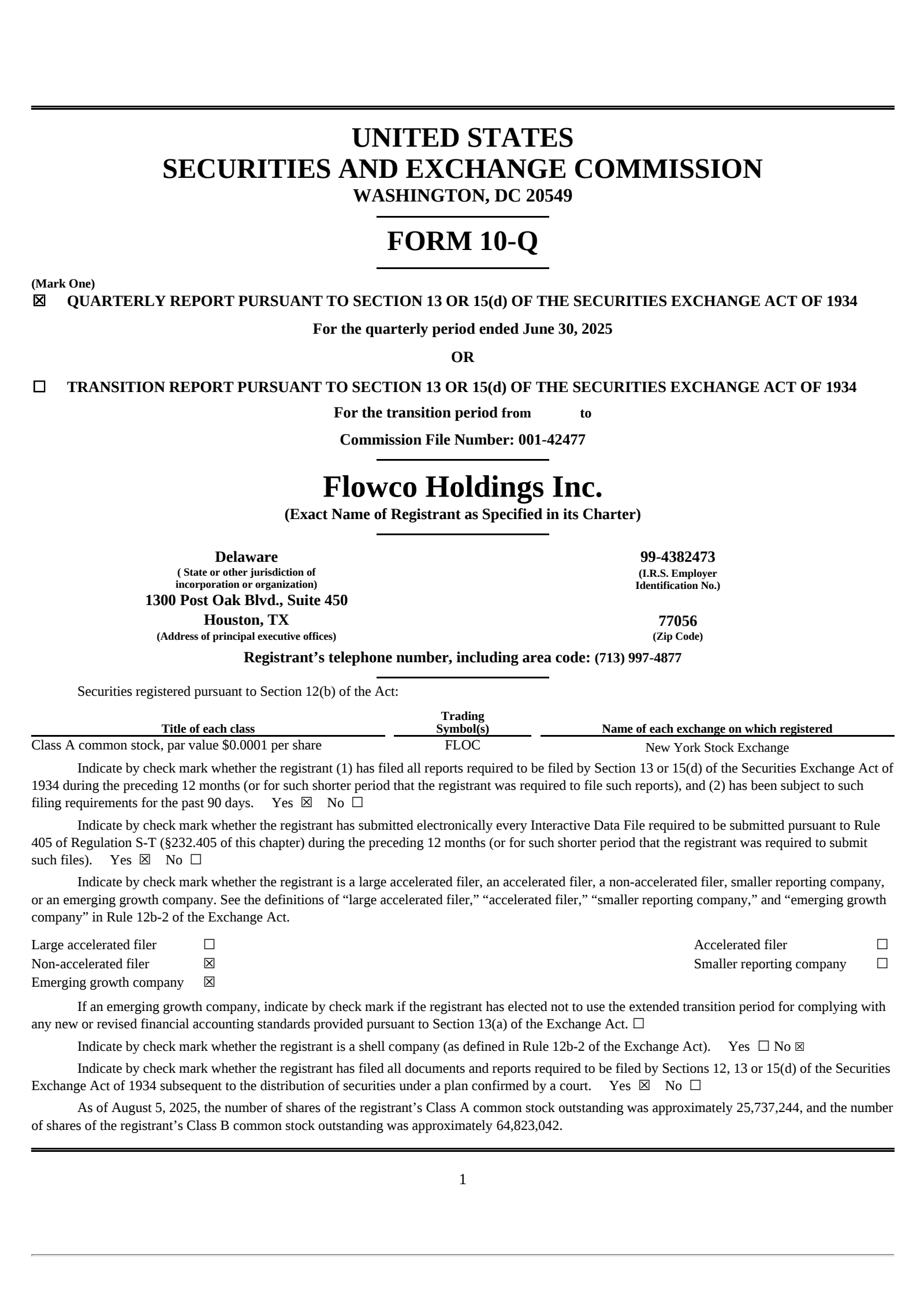 Flowco's Q2 2025 Quarterly report
