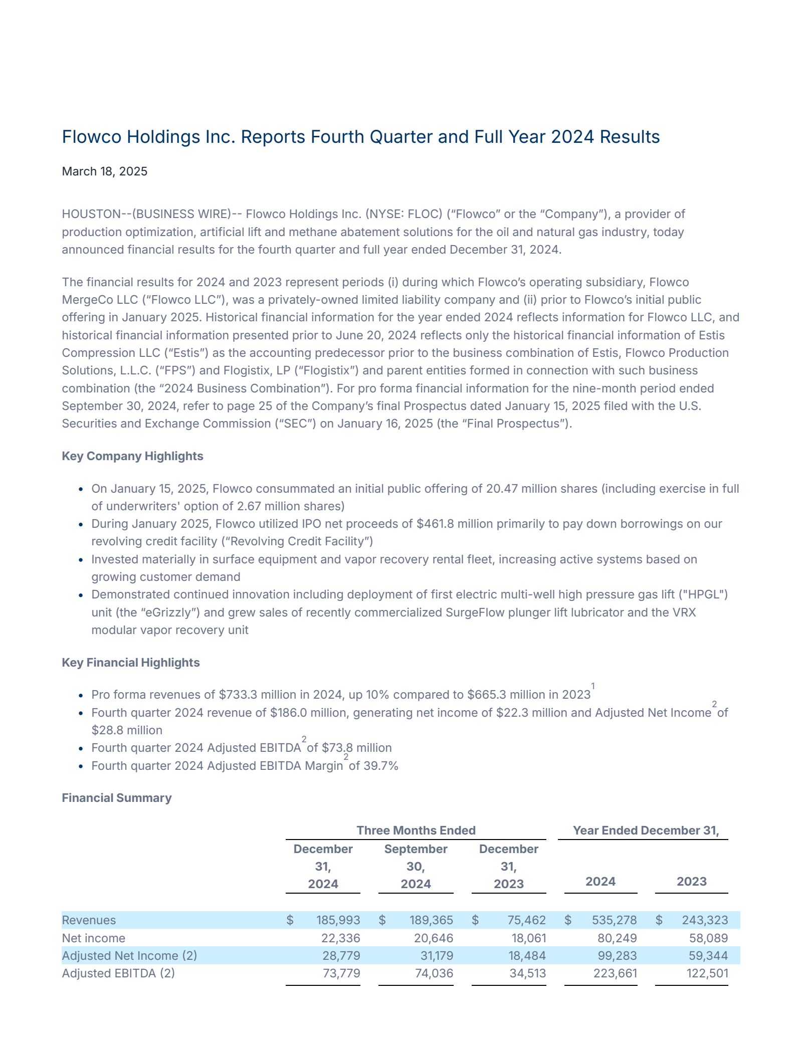 Floc Stock FLOC Q4 2024 Earnings Report on 3/18/2025