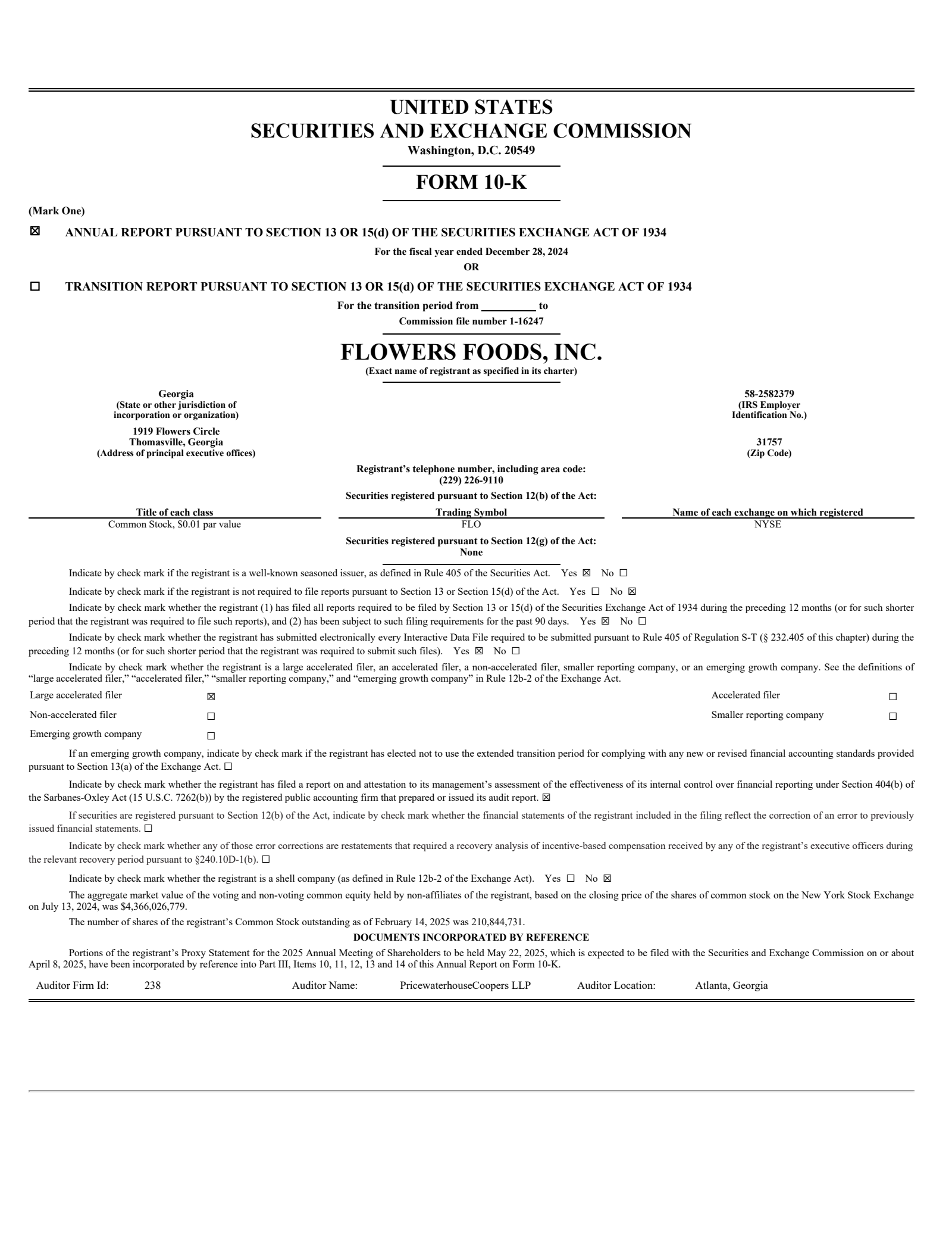 Flowers Foods' Q4 2024 Prepared Remarks Annual Report
