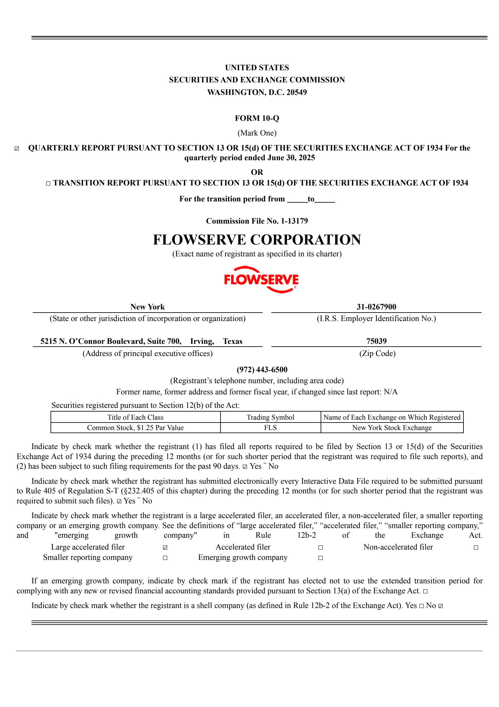 Flowserve's Q2 2025 Quarterly report