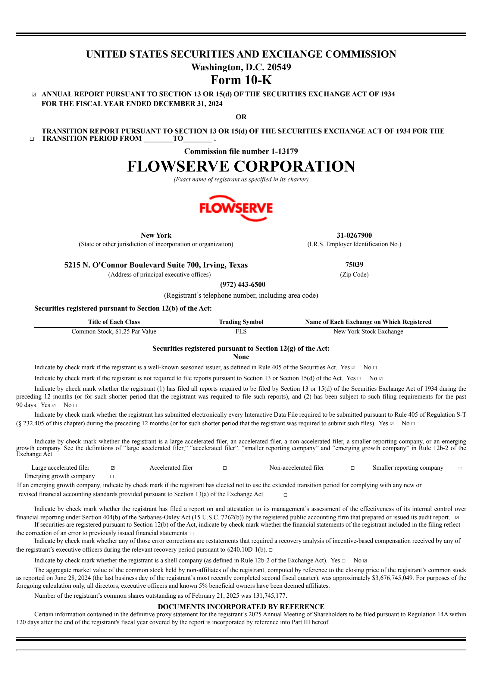 Flowserve's Q4 2024 Annual report