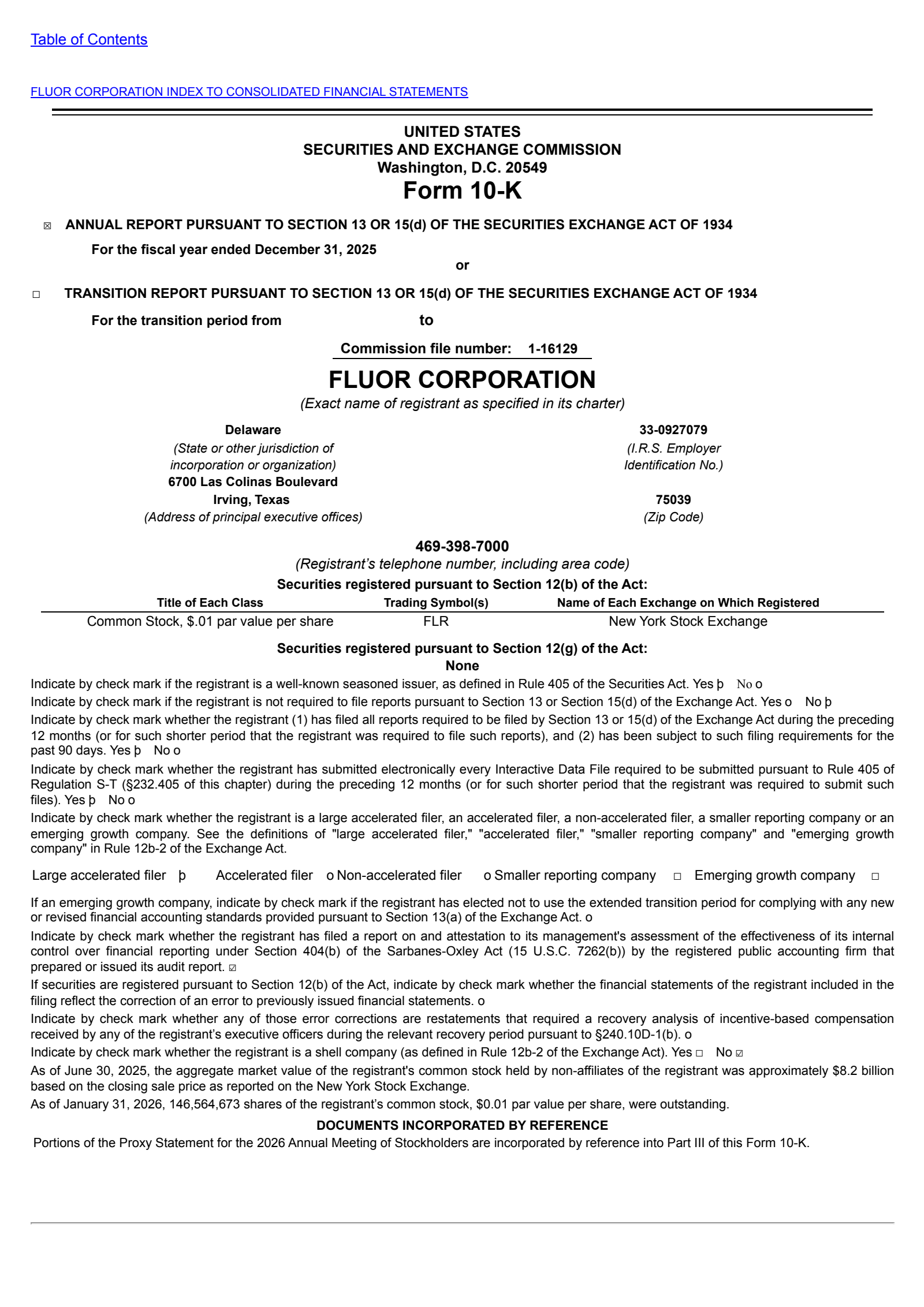 Fluor's Q4 2025 Annual report