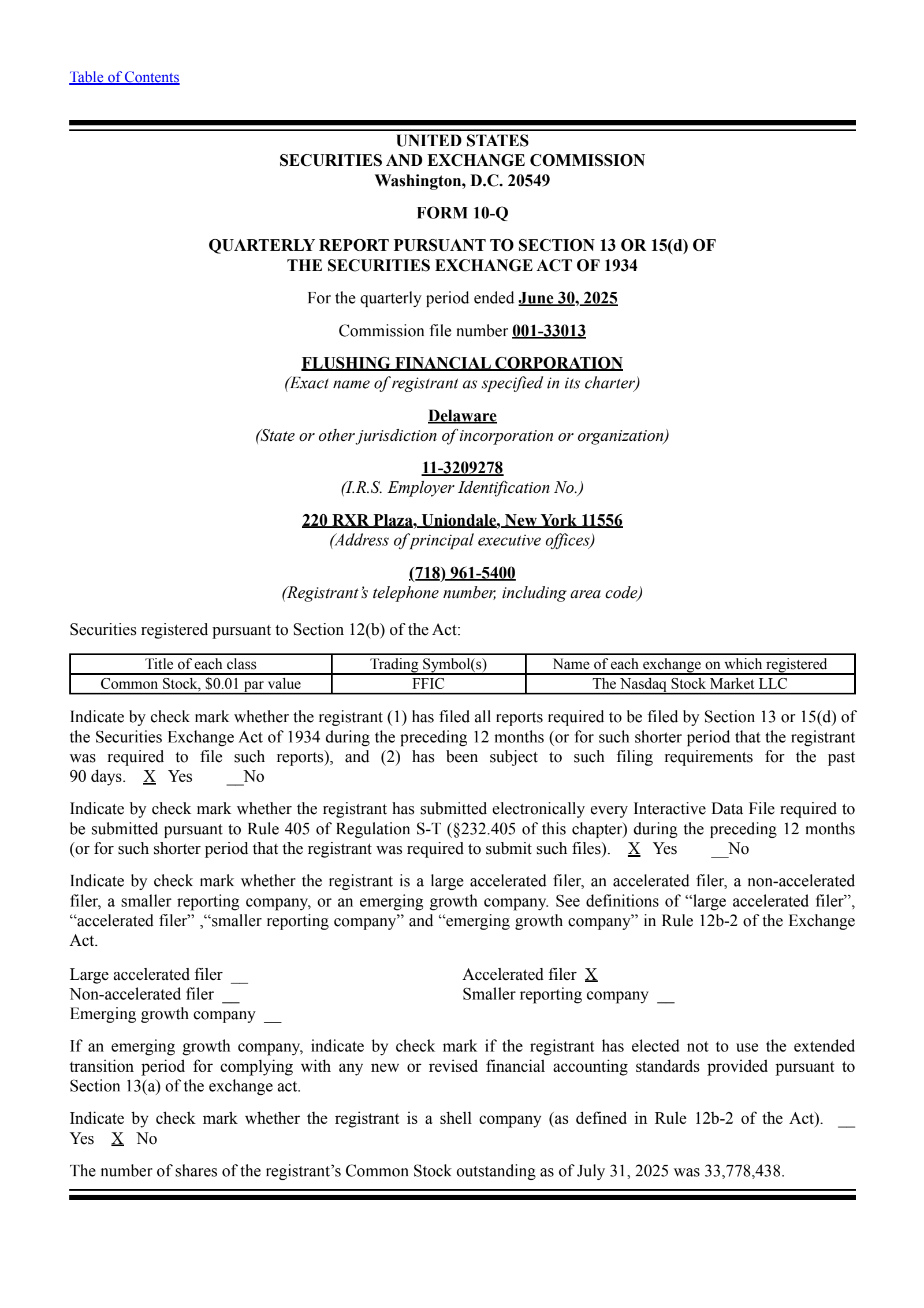 Flushing Financial's Q2 2025 Quarterly report