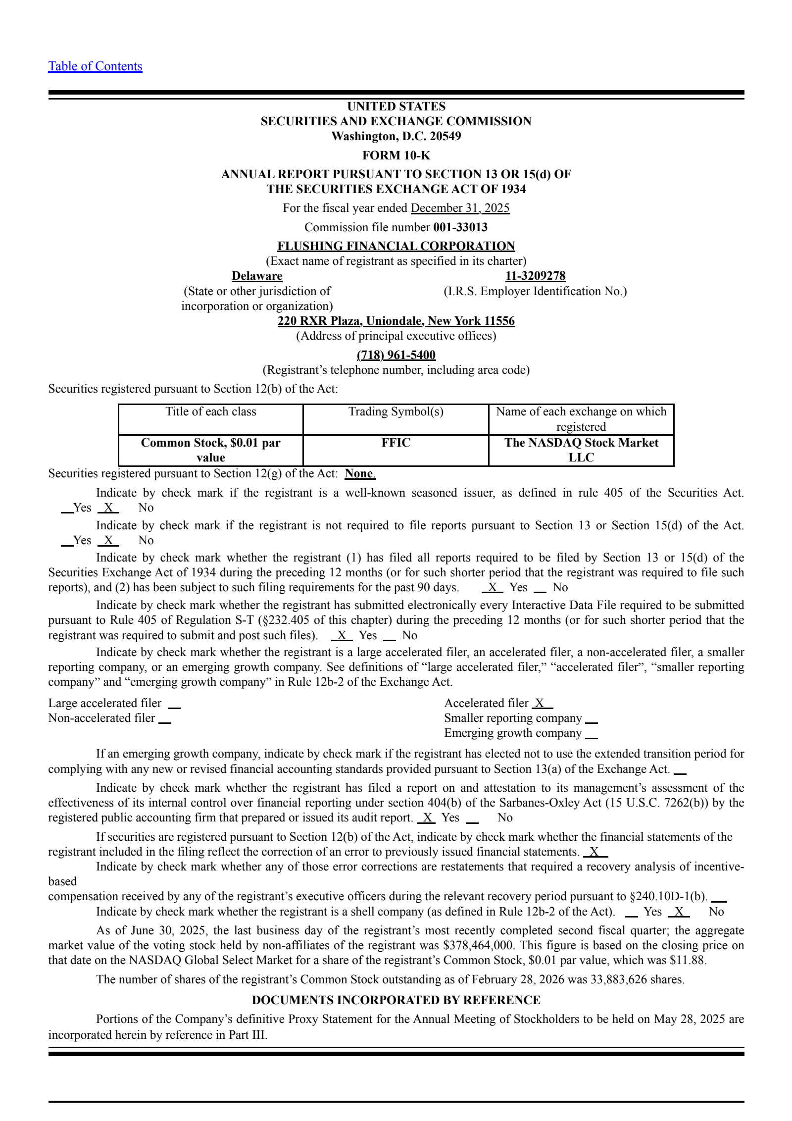 Flushing Financial's Q4 2025 Annual report