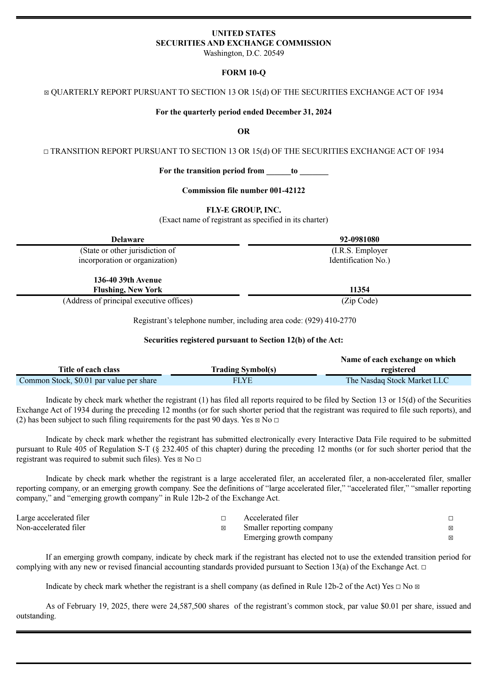 Fly-E Group's Q3 2025 Quarterly report