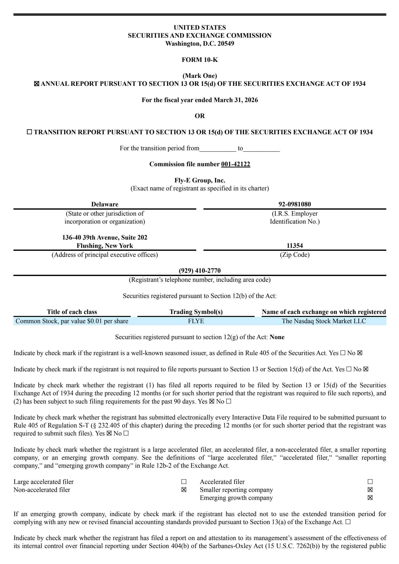 Fly-E Group's Q4 2026 Annual report