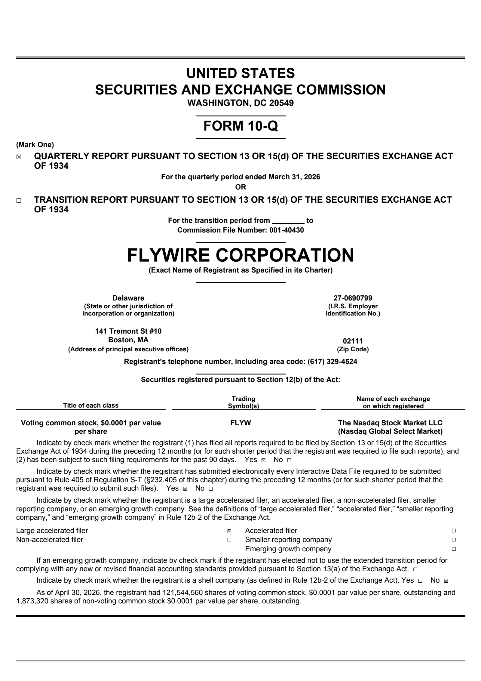 Flywire's Q1 2026 Quarterly report