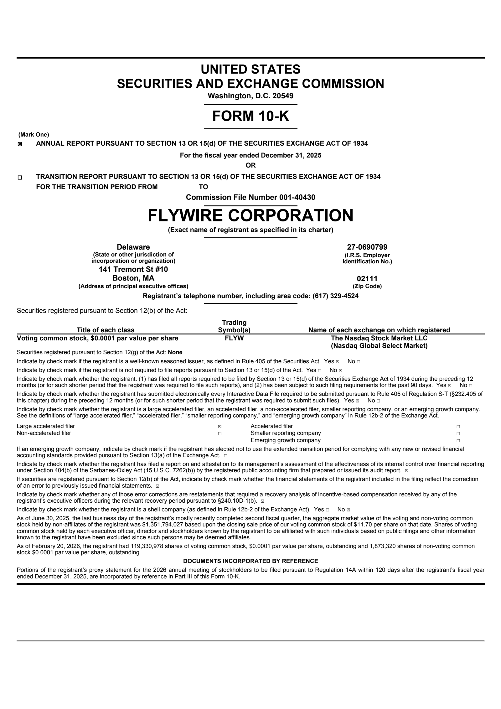 Flywire's Q4 2025 Annual report