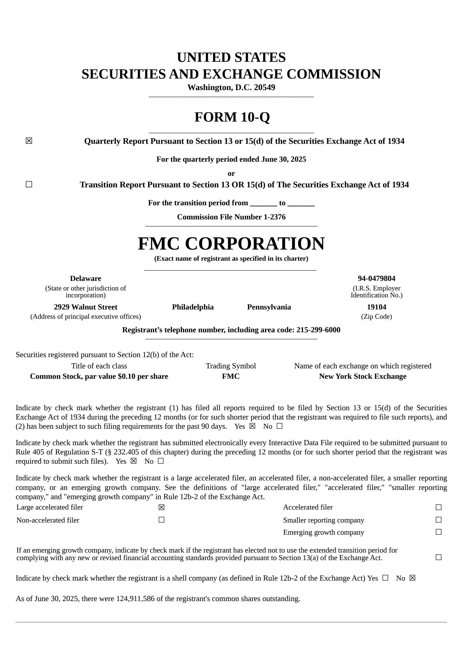 FMC's Q2 2025 Quarterly report