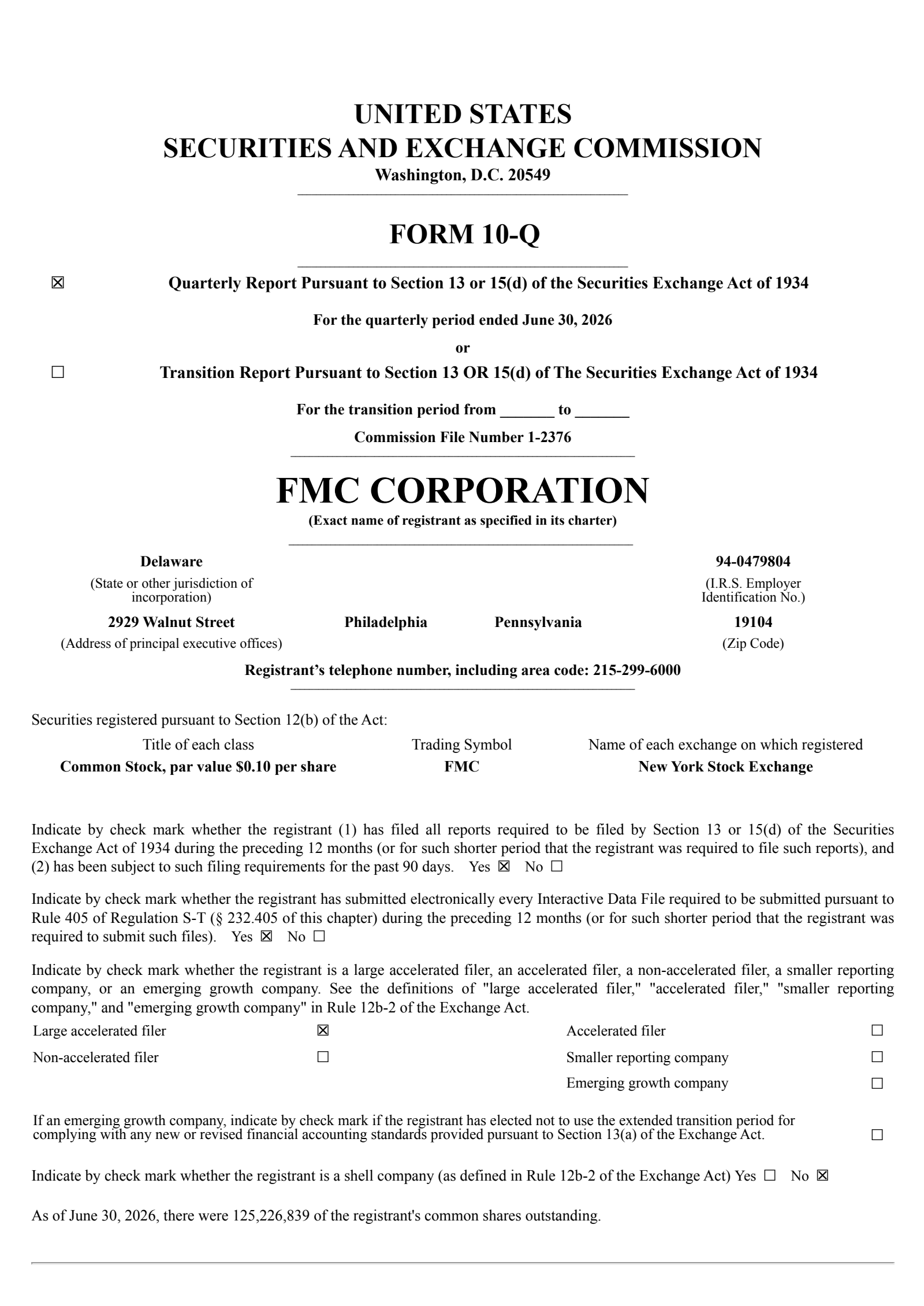 FMC's Q2 2026 Quarterly report