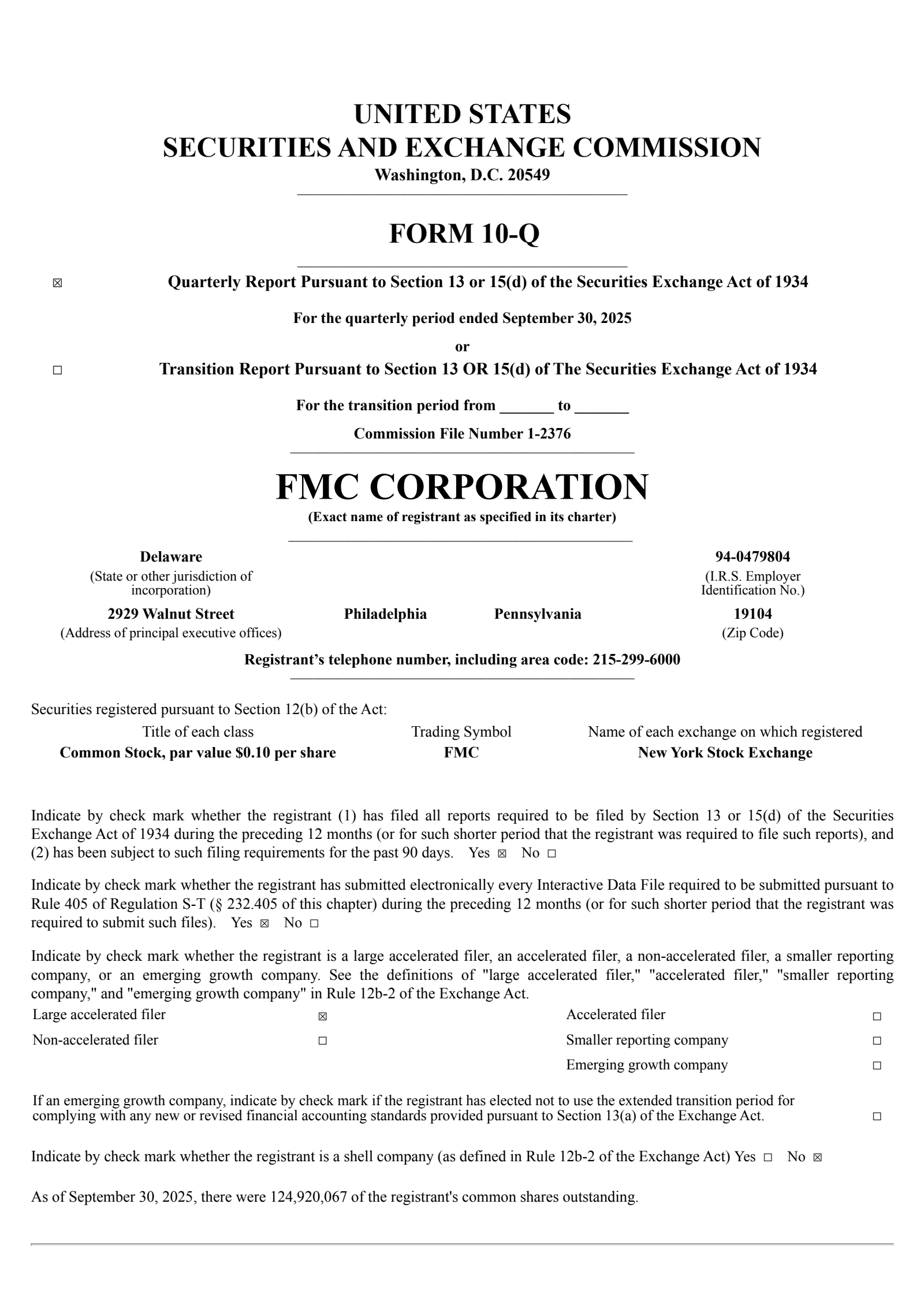 FMC's Q3 2025 Quarterly Report