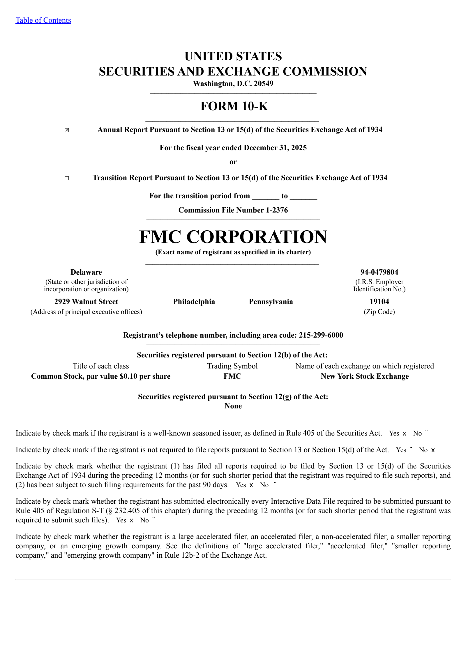 FMC's Q4 2025 Annual report