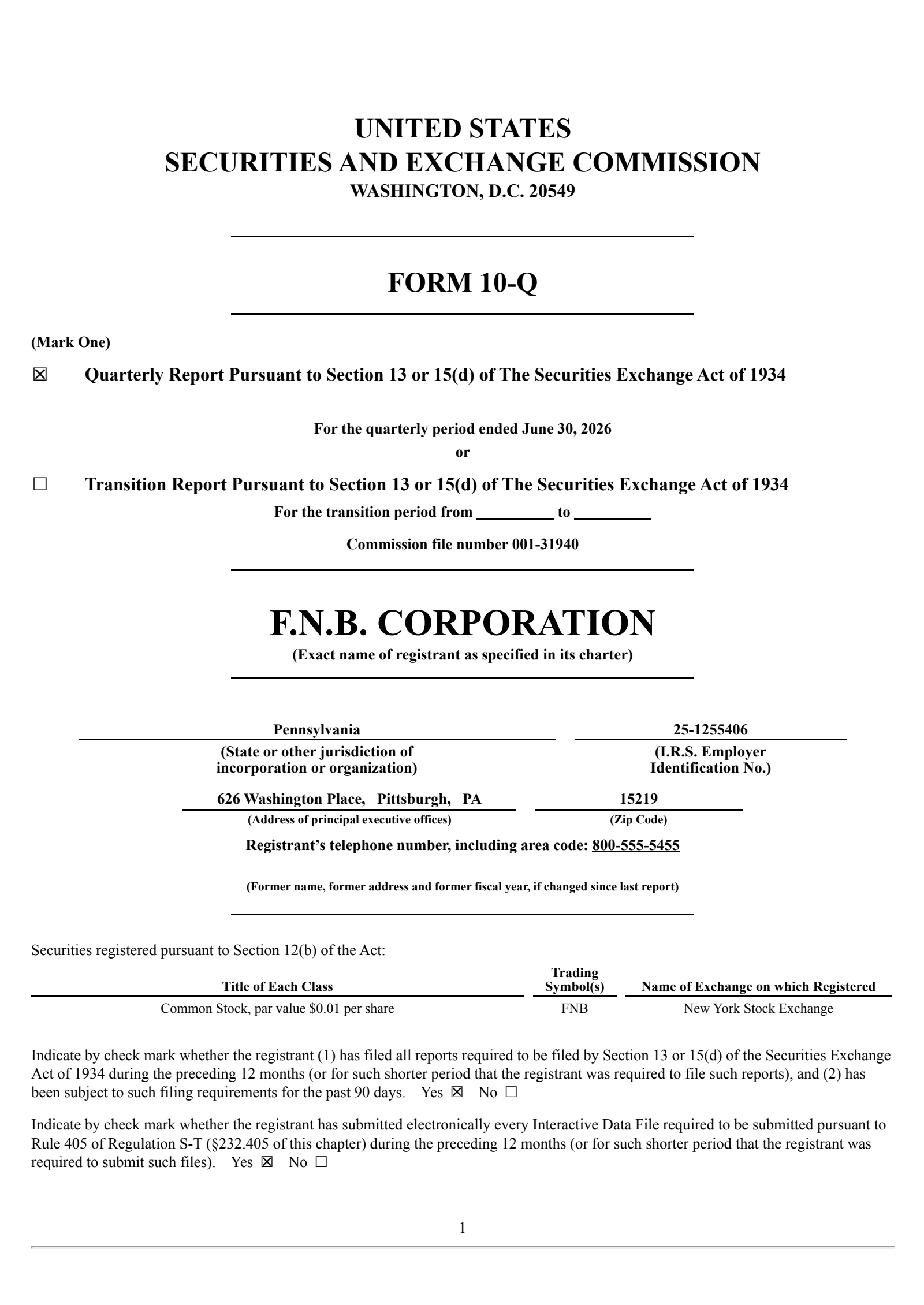 F.N.B.'s Q2 2026 Quarterly report