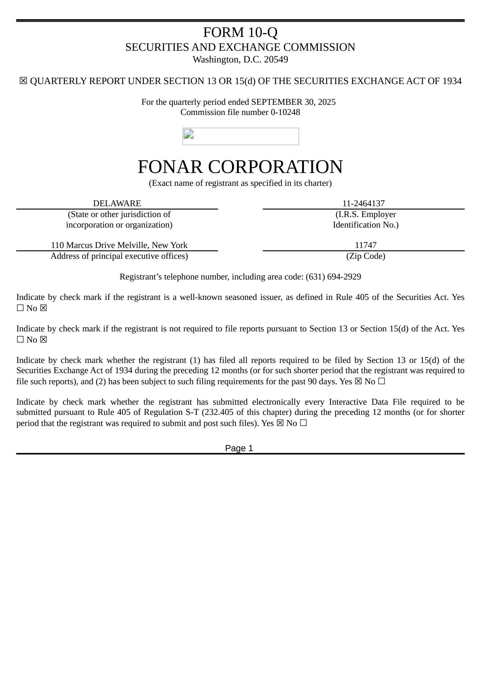 Fonar's Q1 2026 Quarterly Report