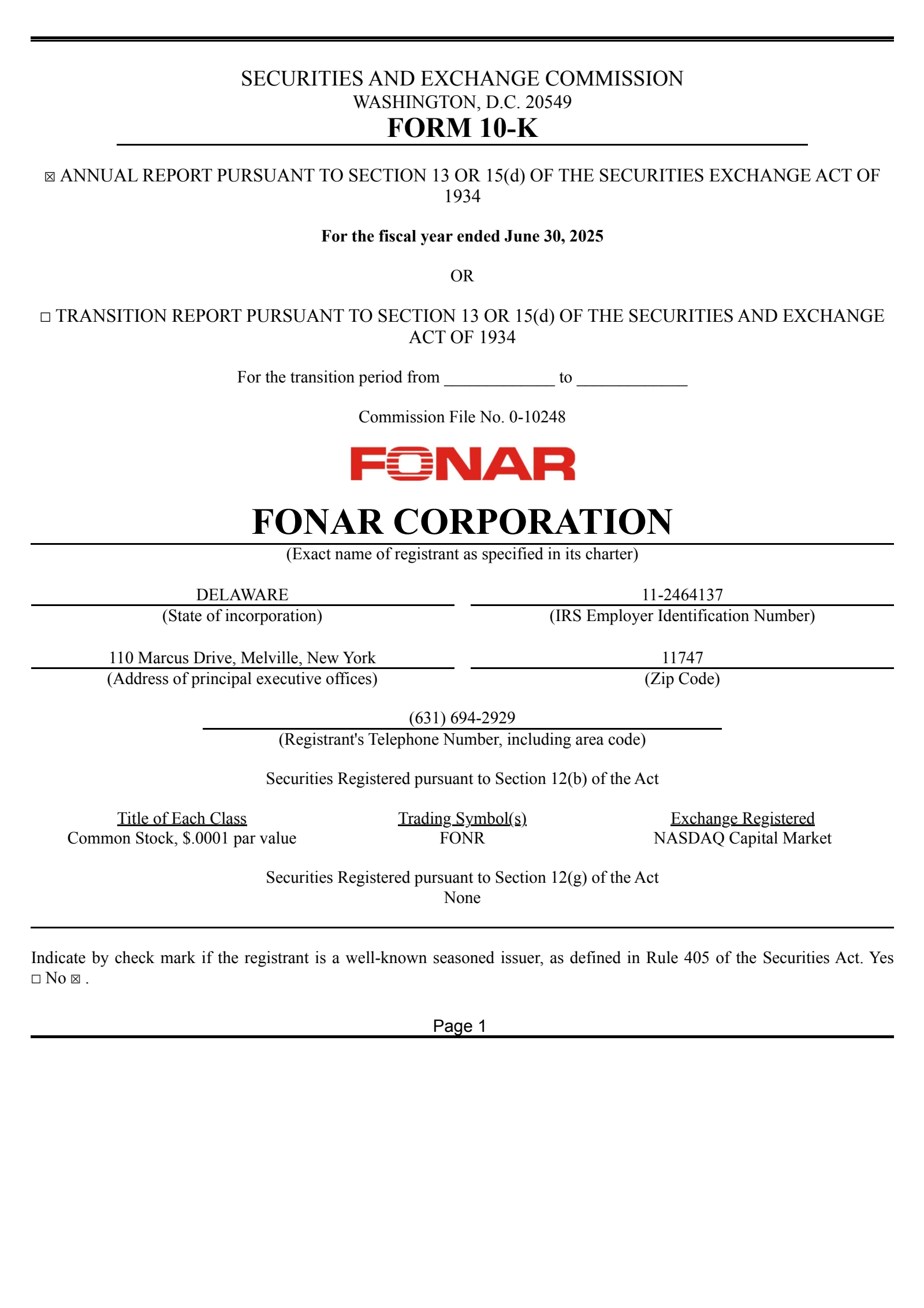 Fonar's Q4 2025 Annual Report