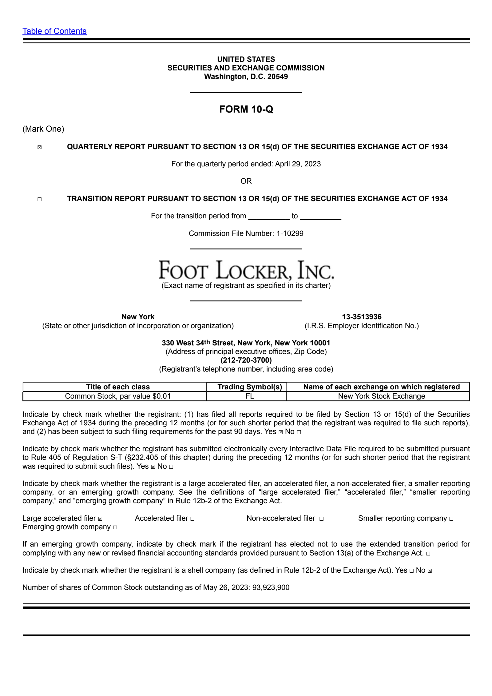 Foot Locker's Q1 2024 Quarterly report