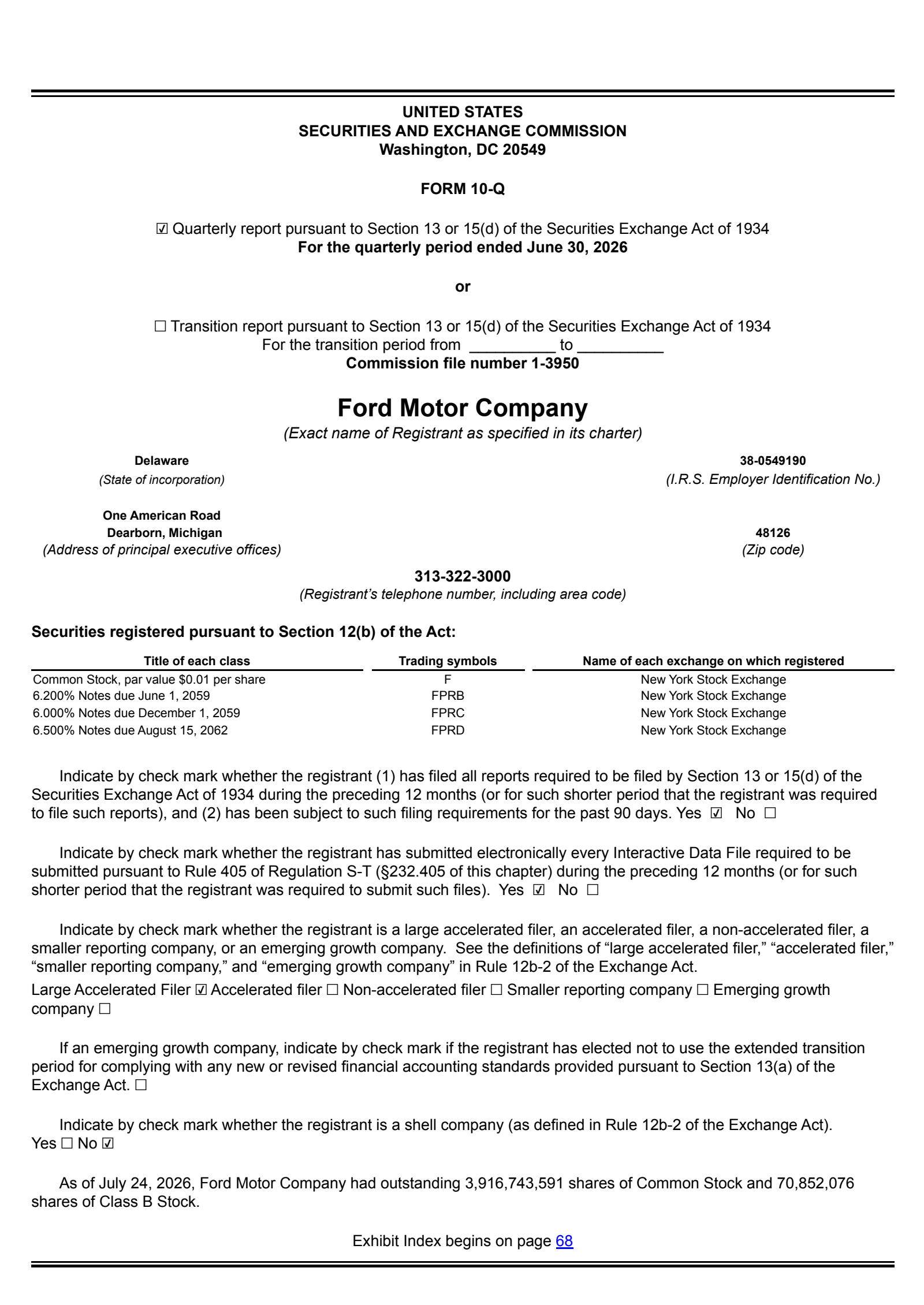 Ford Motor's Q2 2026 Quarterly report
