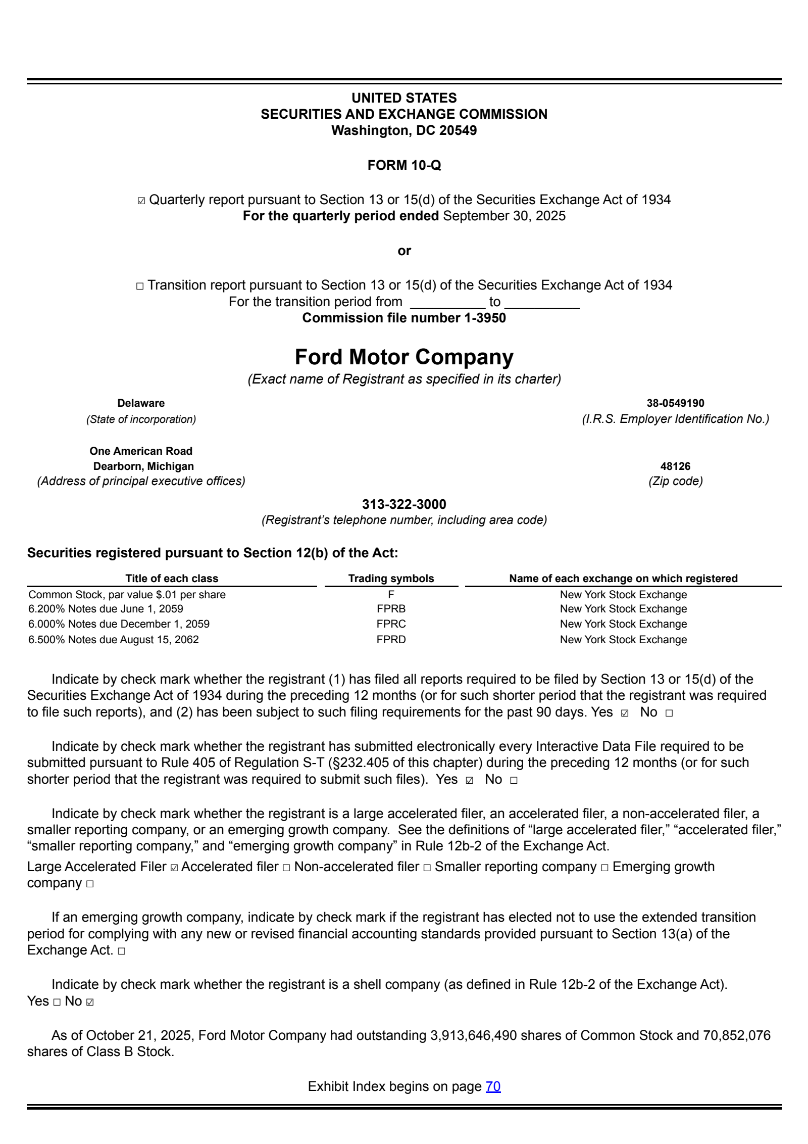 Ford Motor's Q3 2025 Quarterly Report