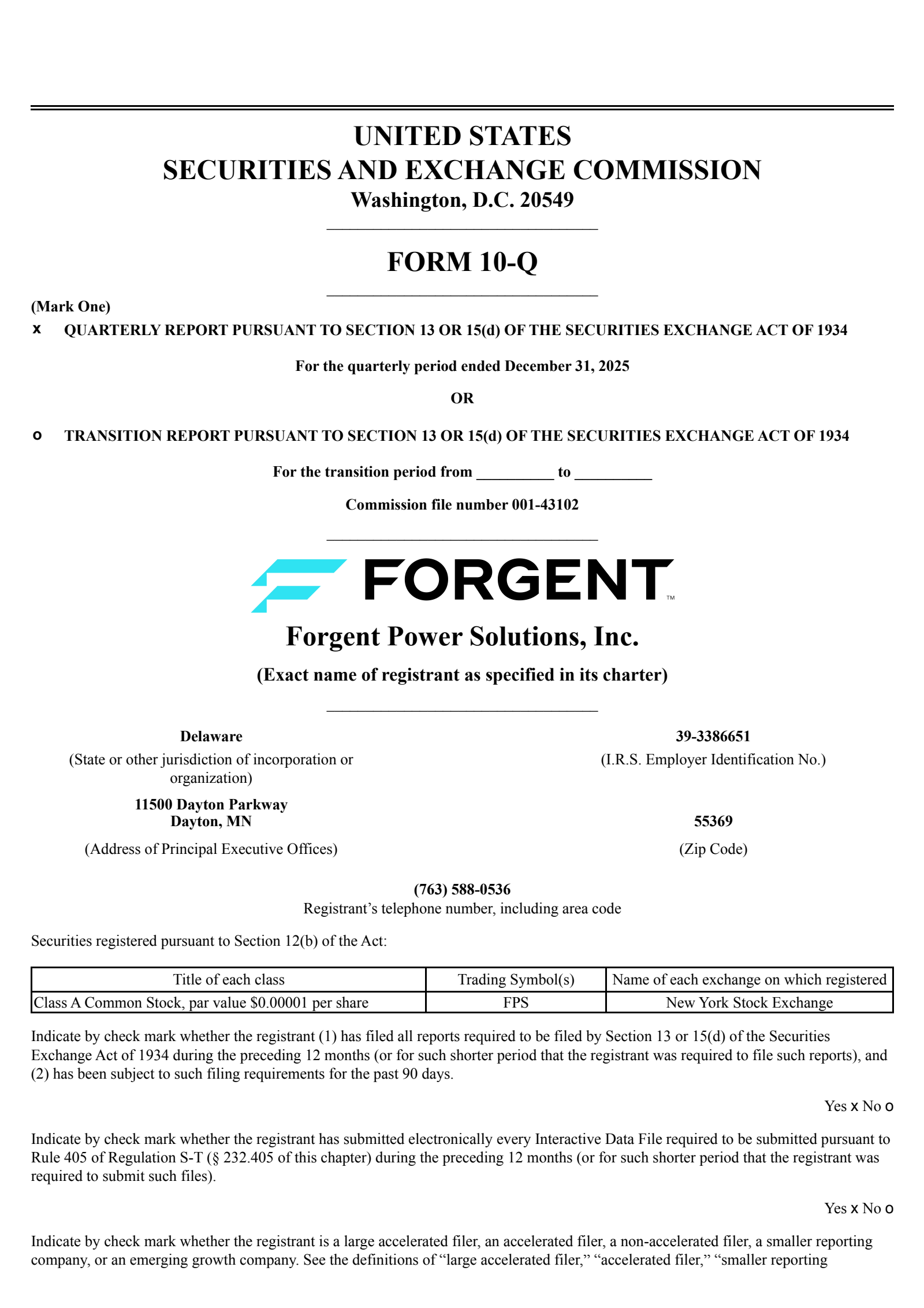 Forgent Power Solutions' Q2 2026 Quarterly report