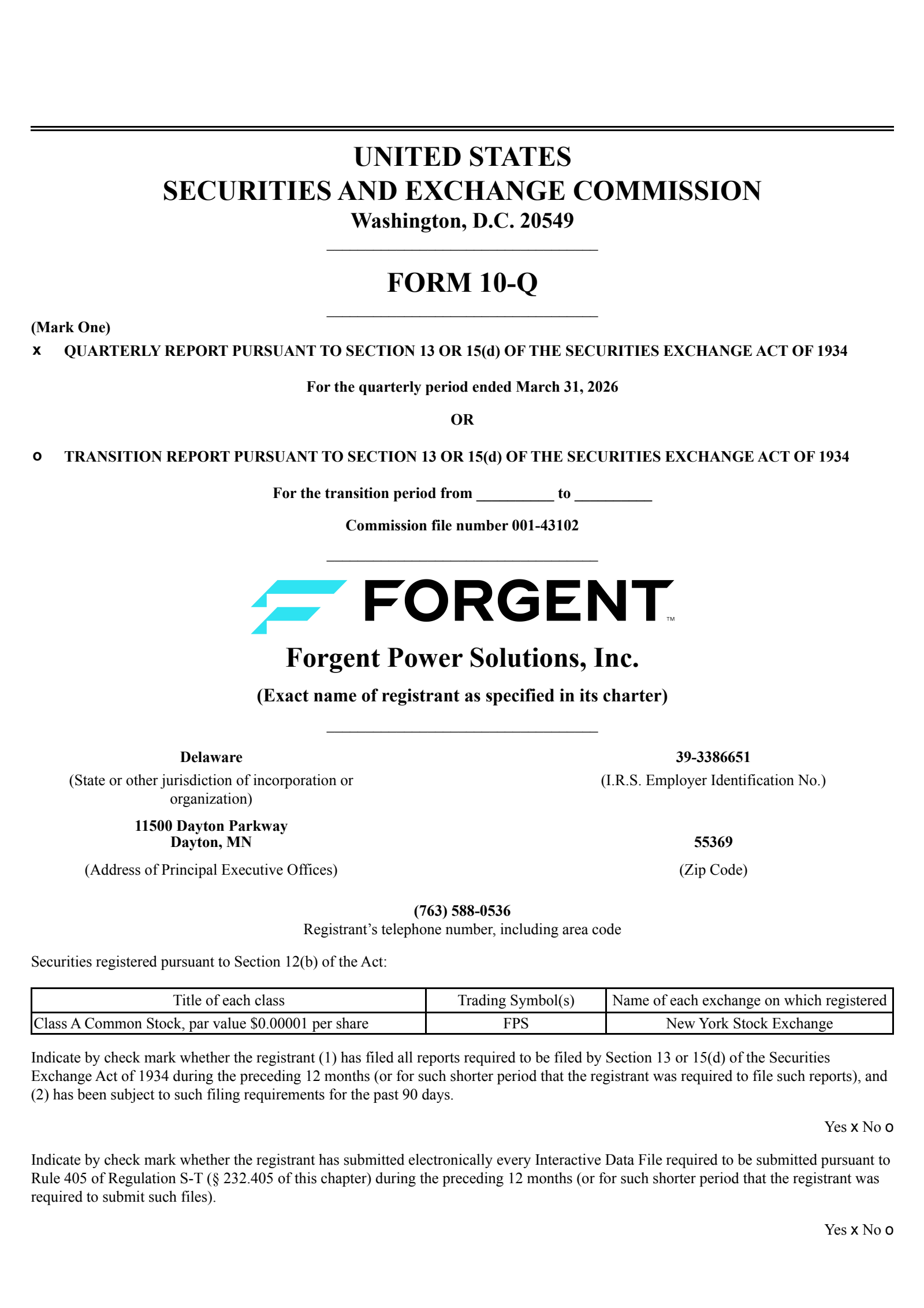 Forgent Power Solutions' Q3 2026 Quarterly report