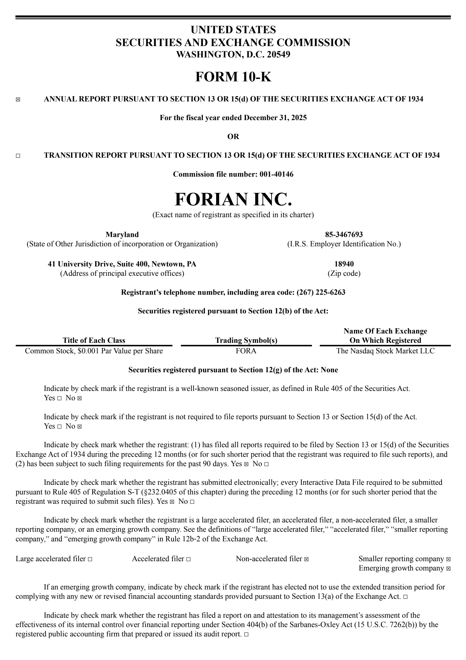 Forian's Q4 2025 Annual report