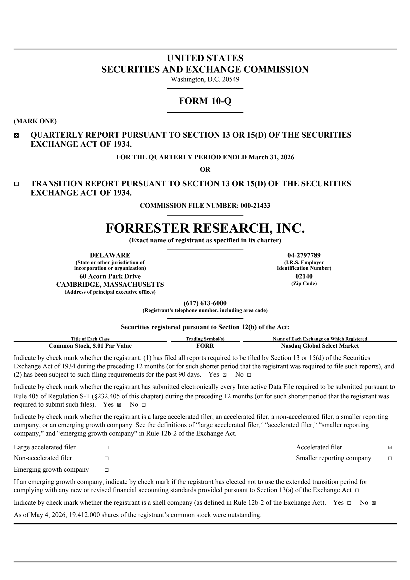Forrester Research's Q1 2026 Quarterly report