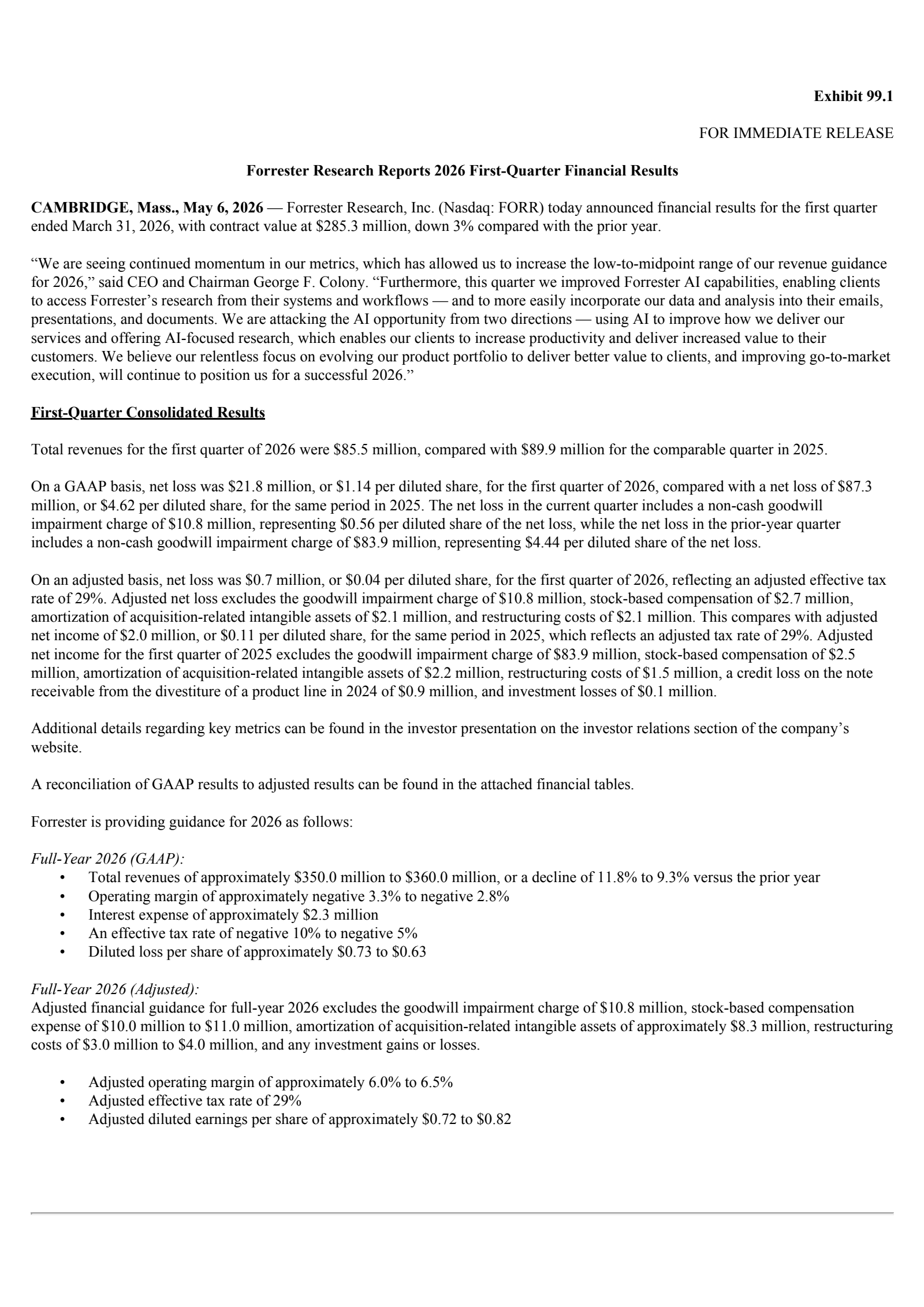 Forrester Research's Q1 2026 Press Release