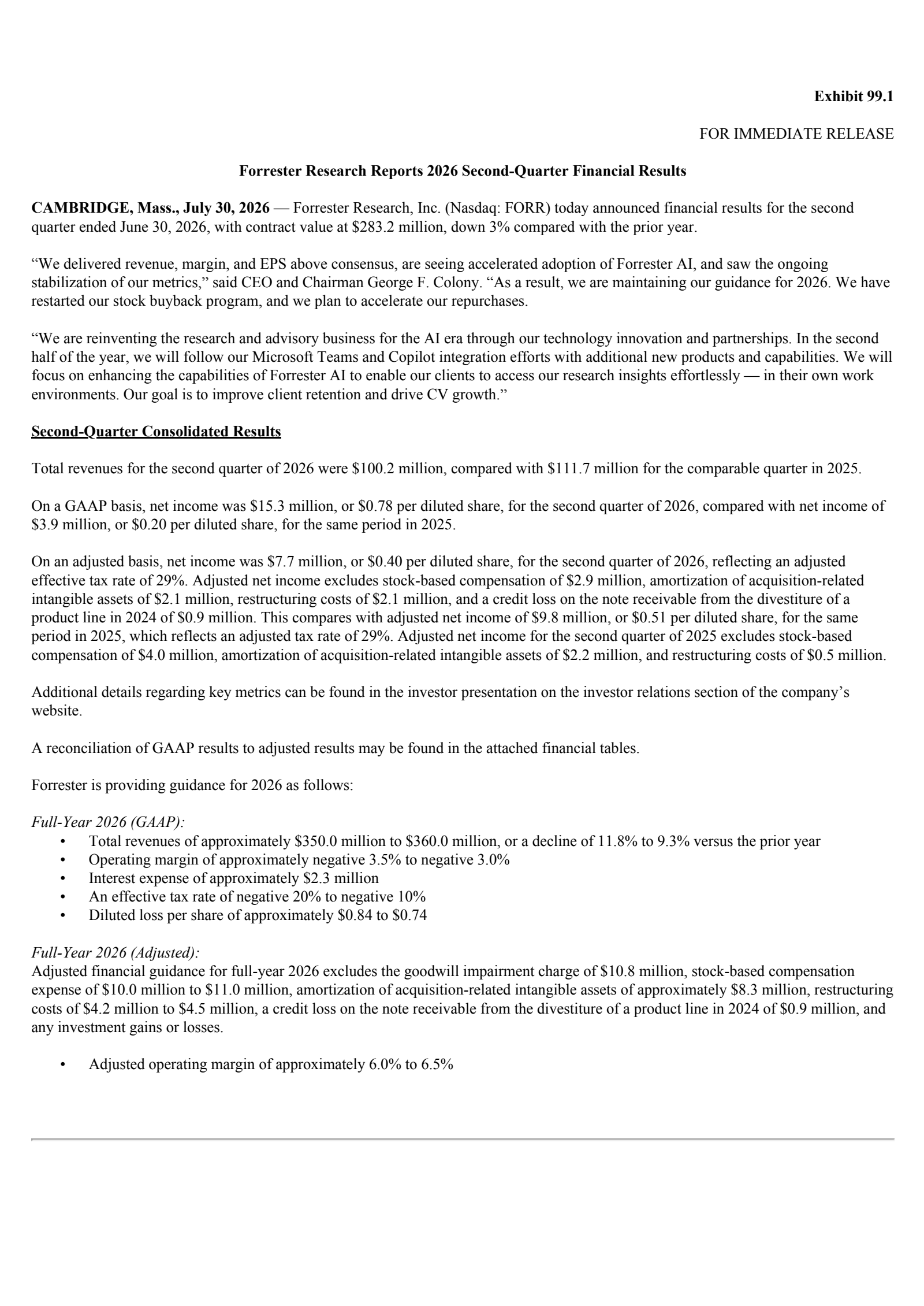 Forrester Research's Q2 2026 Press Release