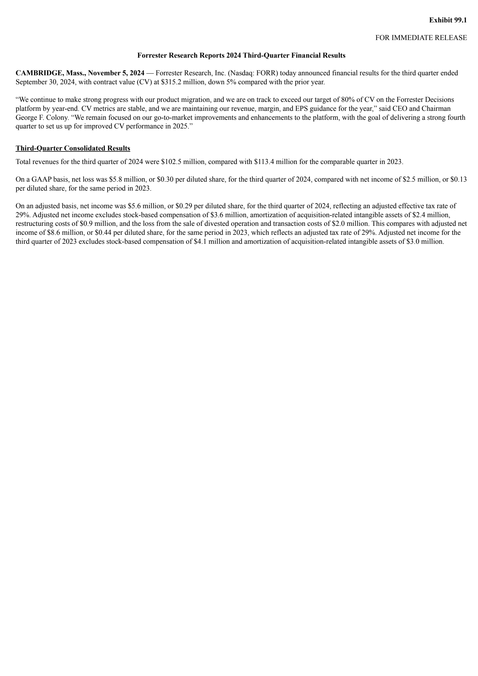 Forrester Research's Q3 2024 Press Release