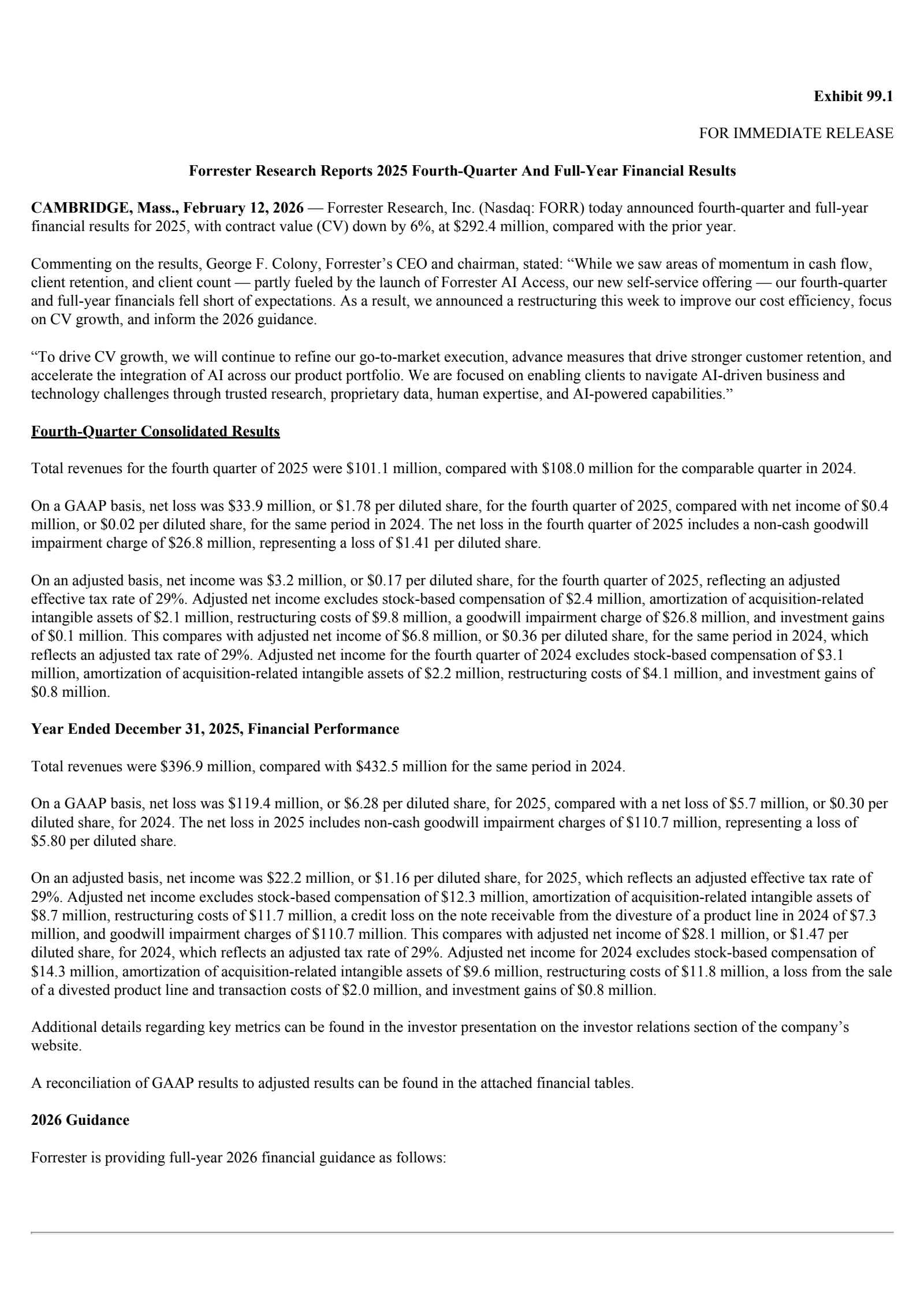 Forrester Research's Q4 2025 Press Release