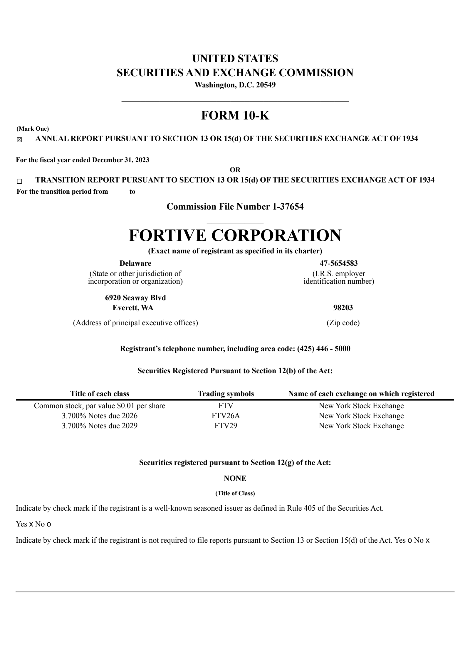 Fortive's Q4 2023 Annual report