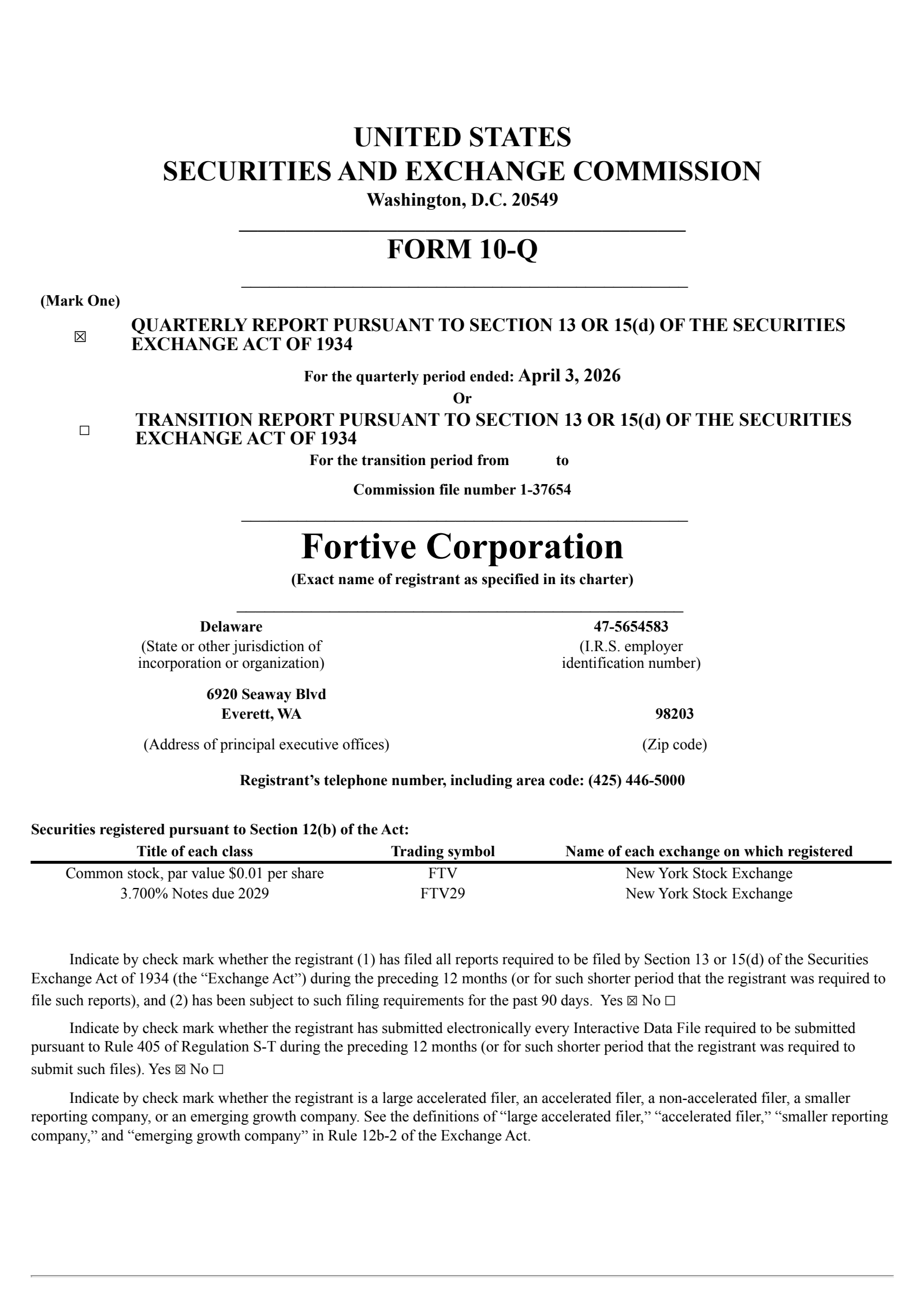 Fortive's Q1 2026 Quarterly report
