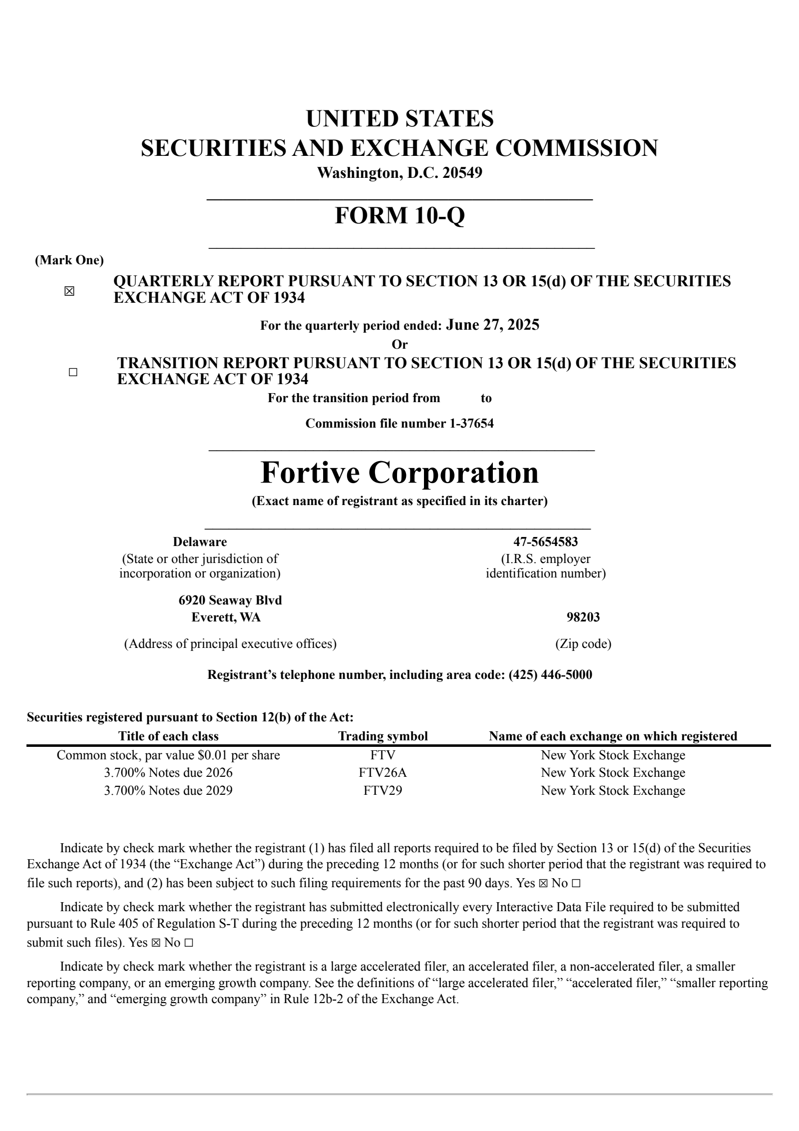 Fortive's Q2 2025 Quarterly report