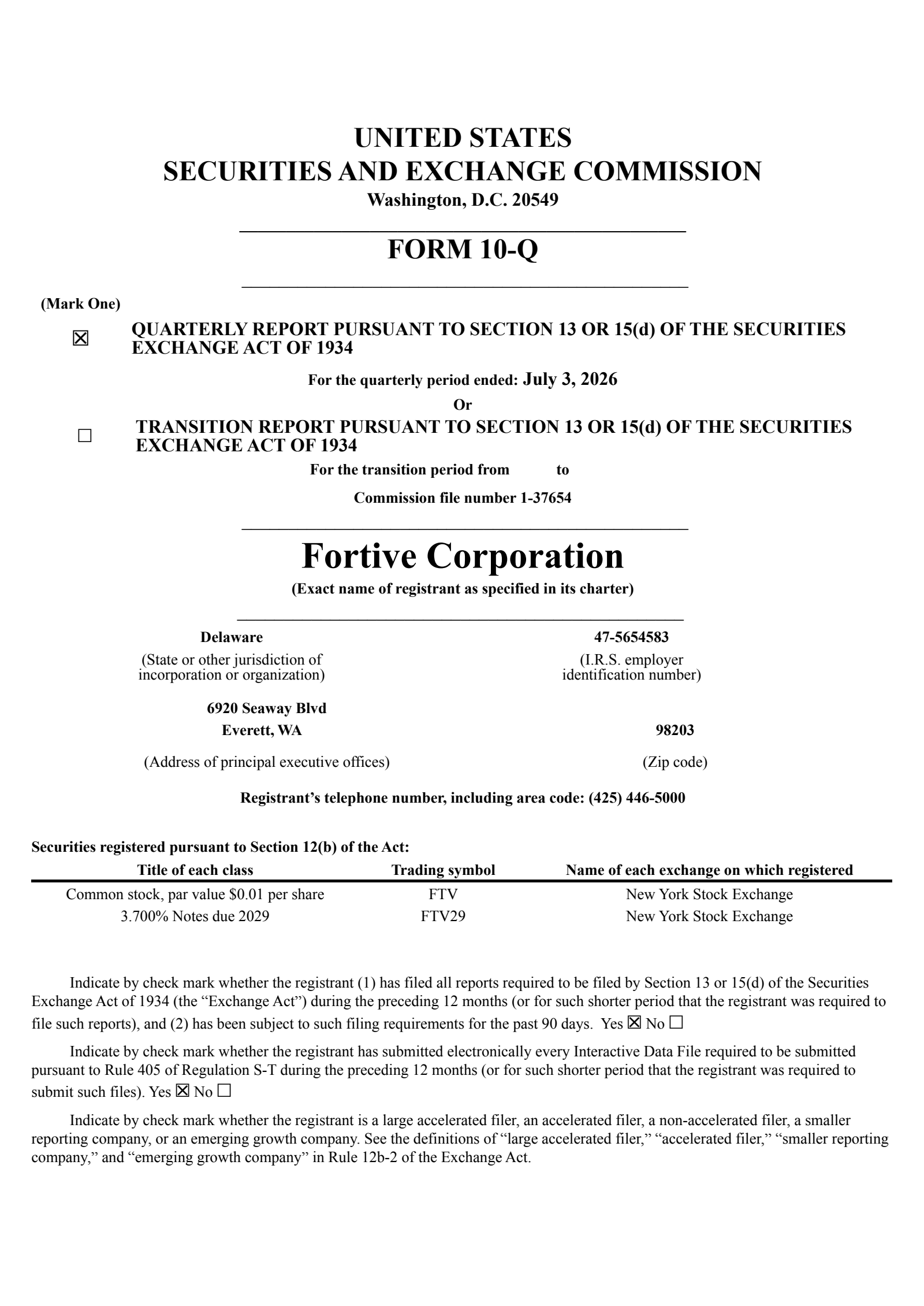 Fortive's Q2 2026 Quarterly report