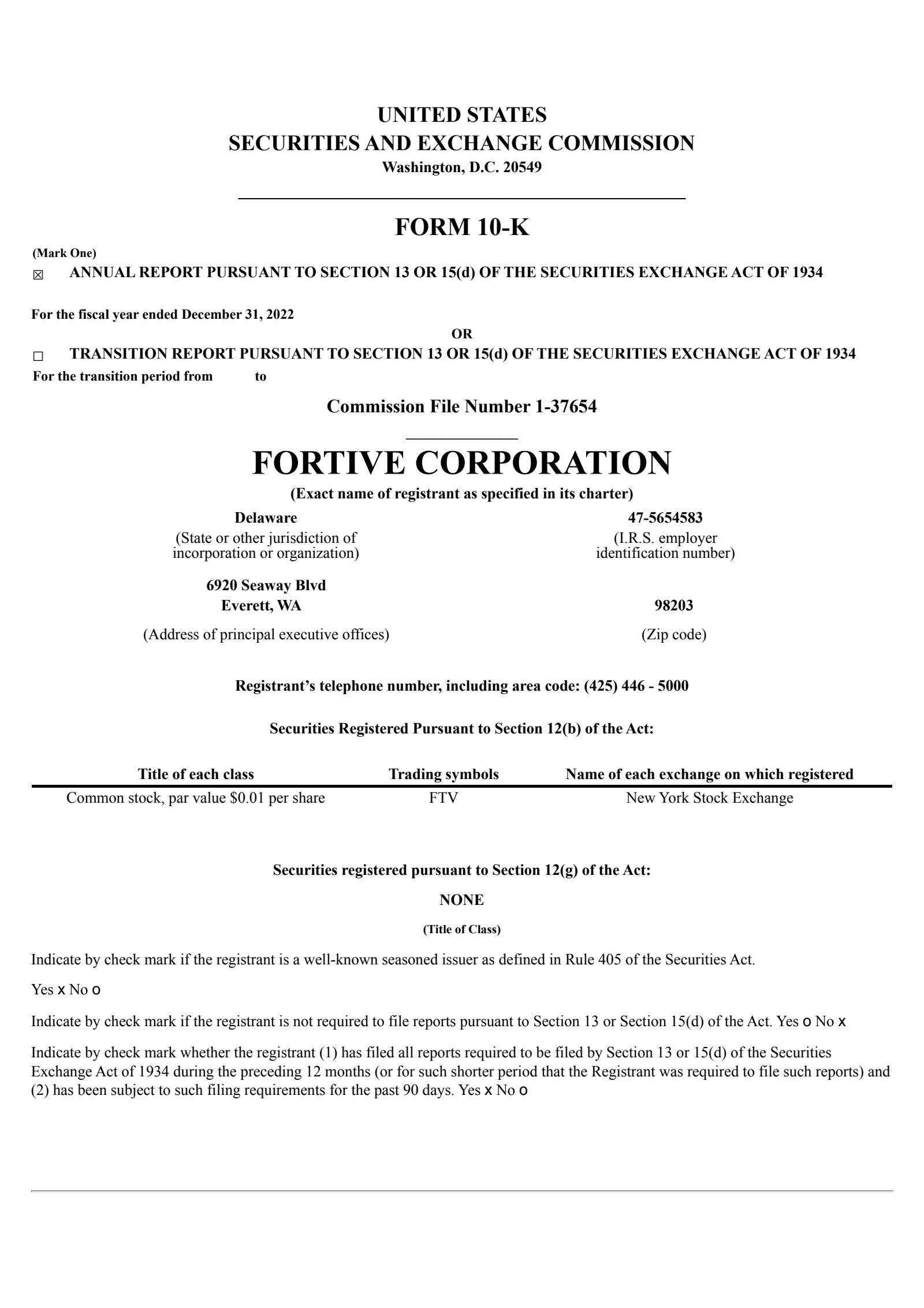 Fortive's Q4 2022 Annual report