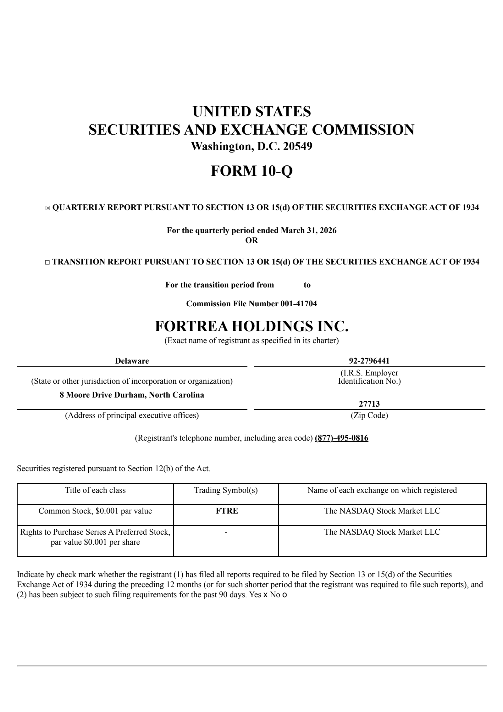 Fortrea's Q1 2026 Quarterly report