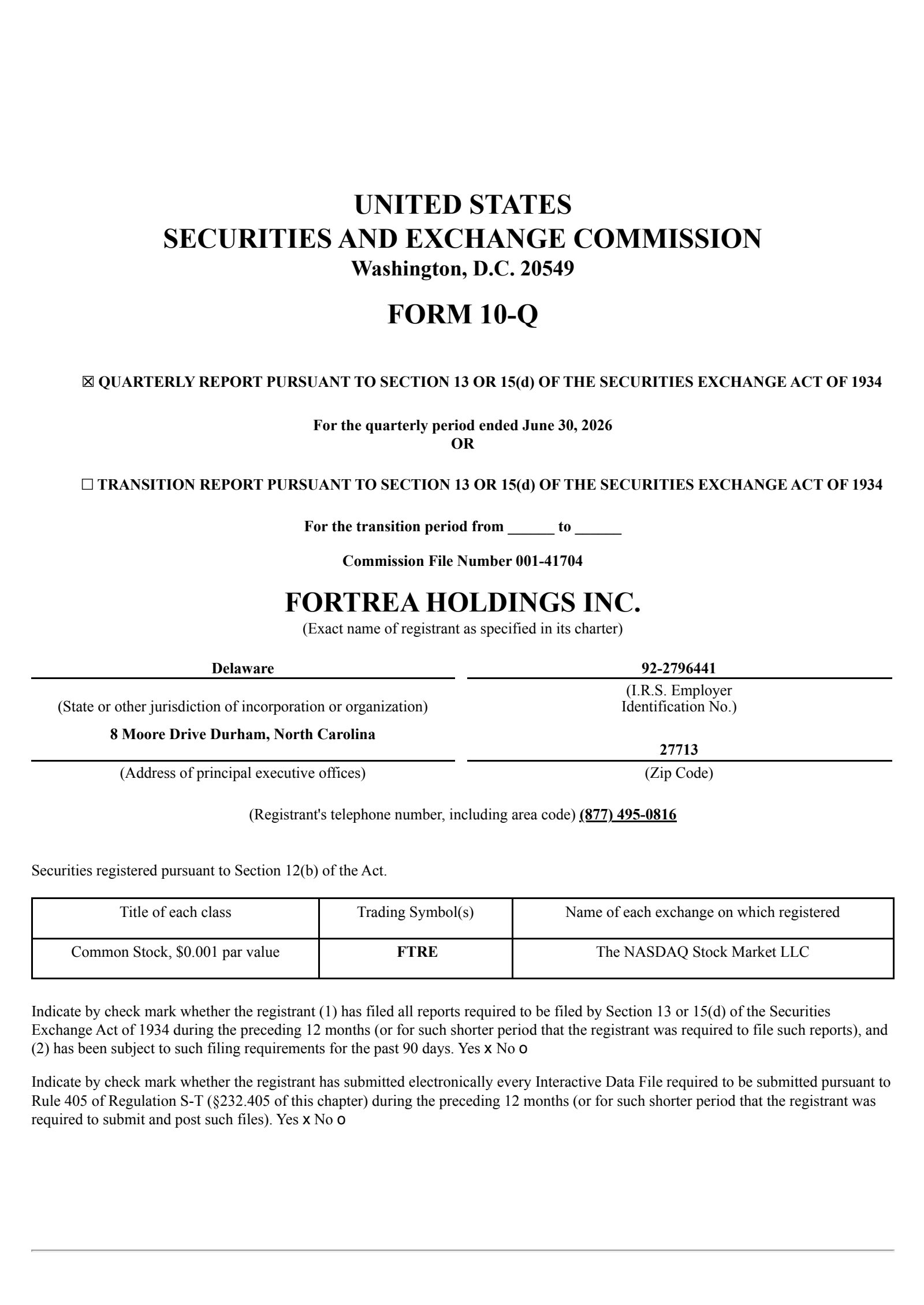 Fortrea's Q2 2026 Quarterly report