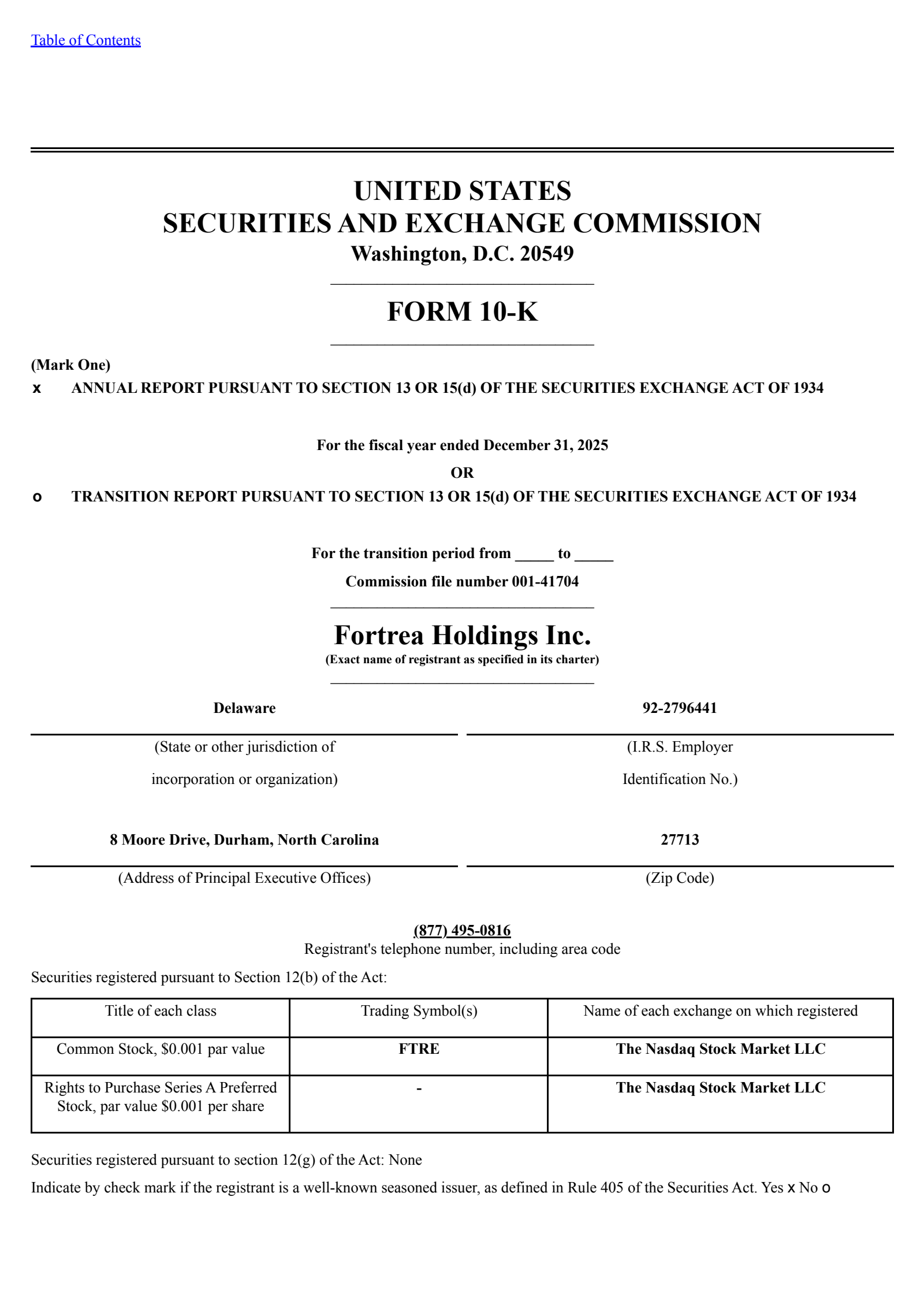 Fortrea's Q4 2025 Annual report
