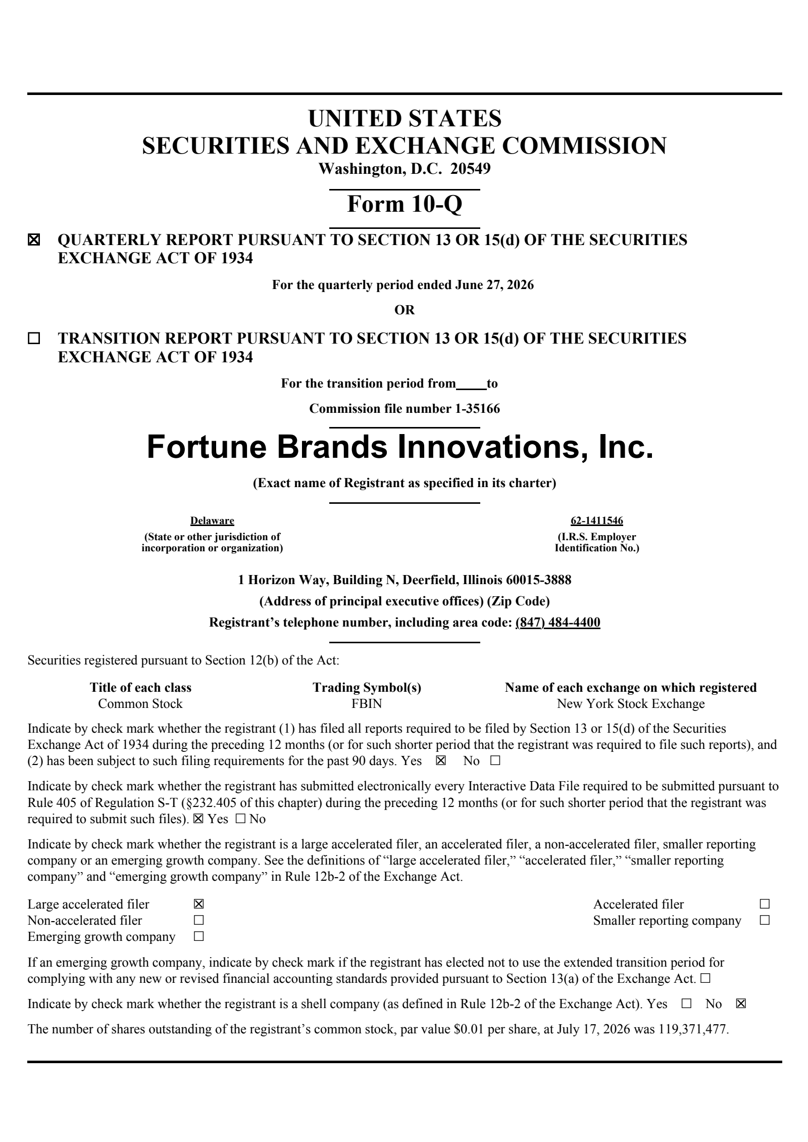 Fortune Brands Innovations' Q2 2026 Quarterly report