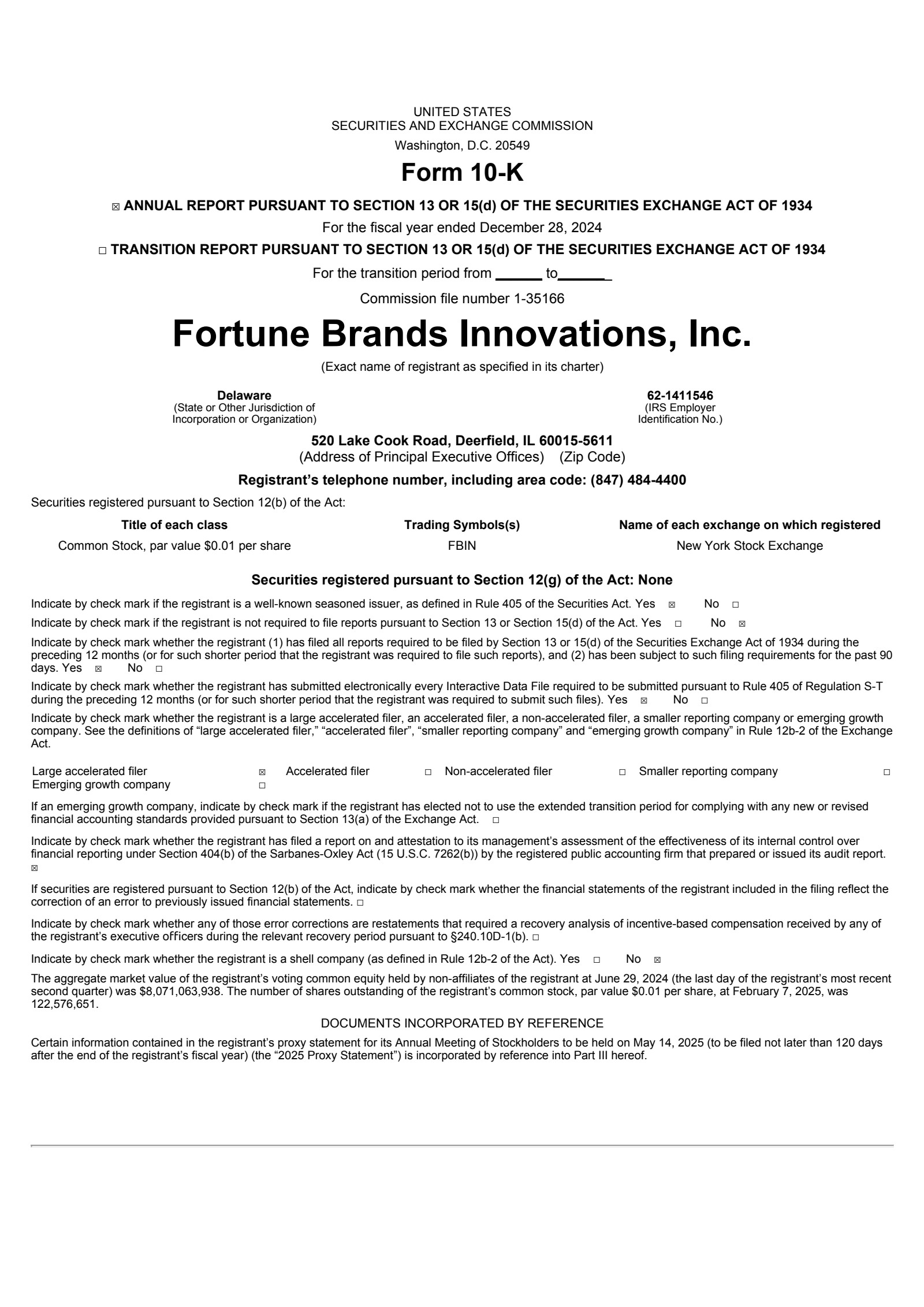 Fortune Brands Innovations' Q4 2024 Annual report