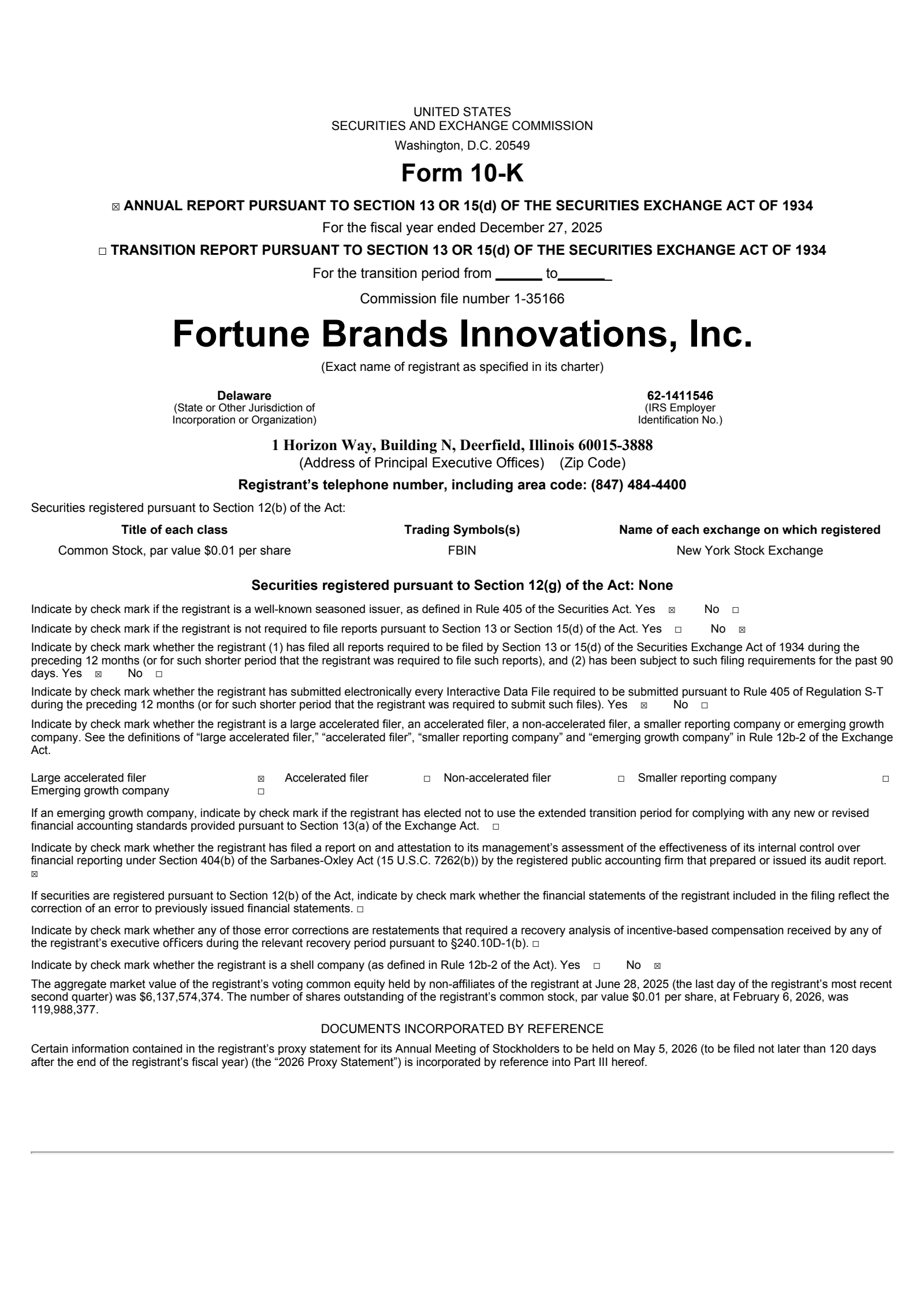 Fortune Brands Innovations' Q4 2025 Annual report