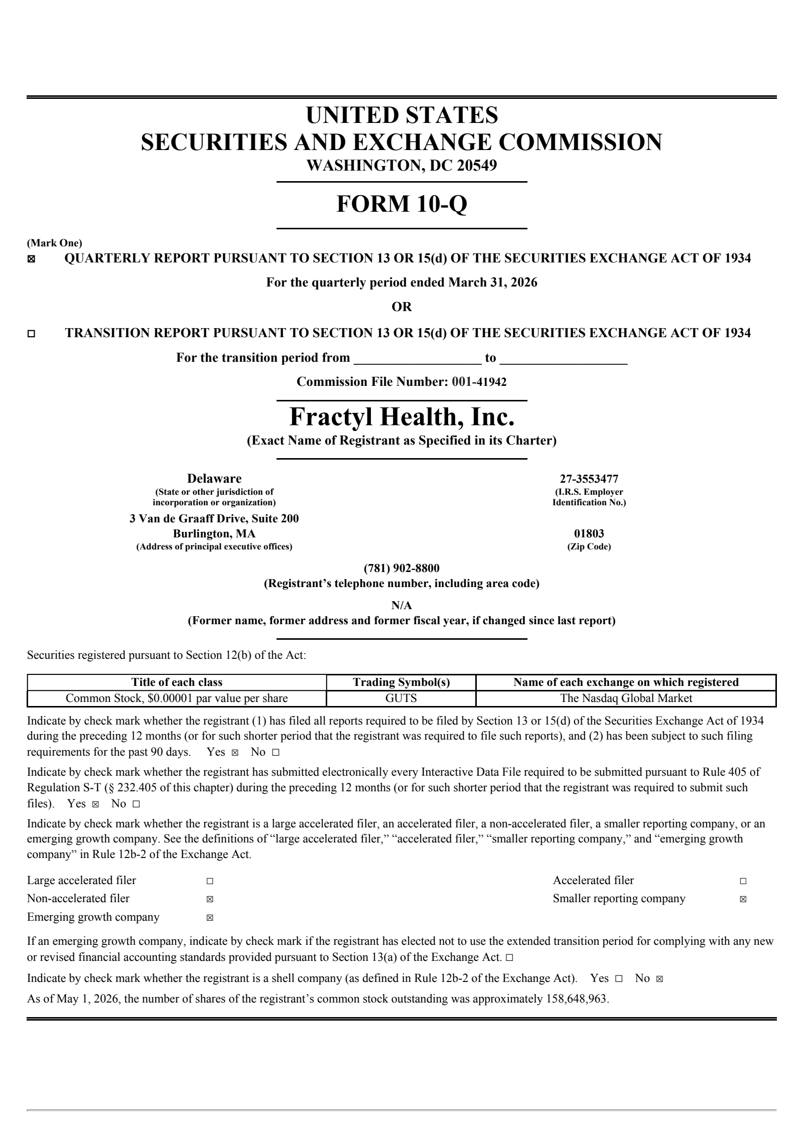 Fractyl Health's Q1 2026 Quarterly report