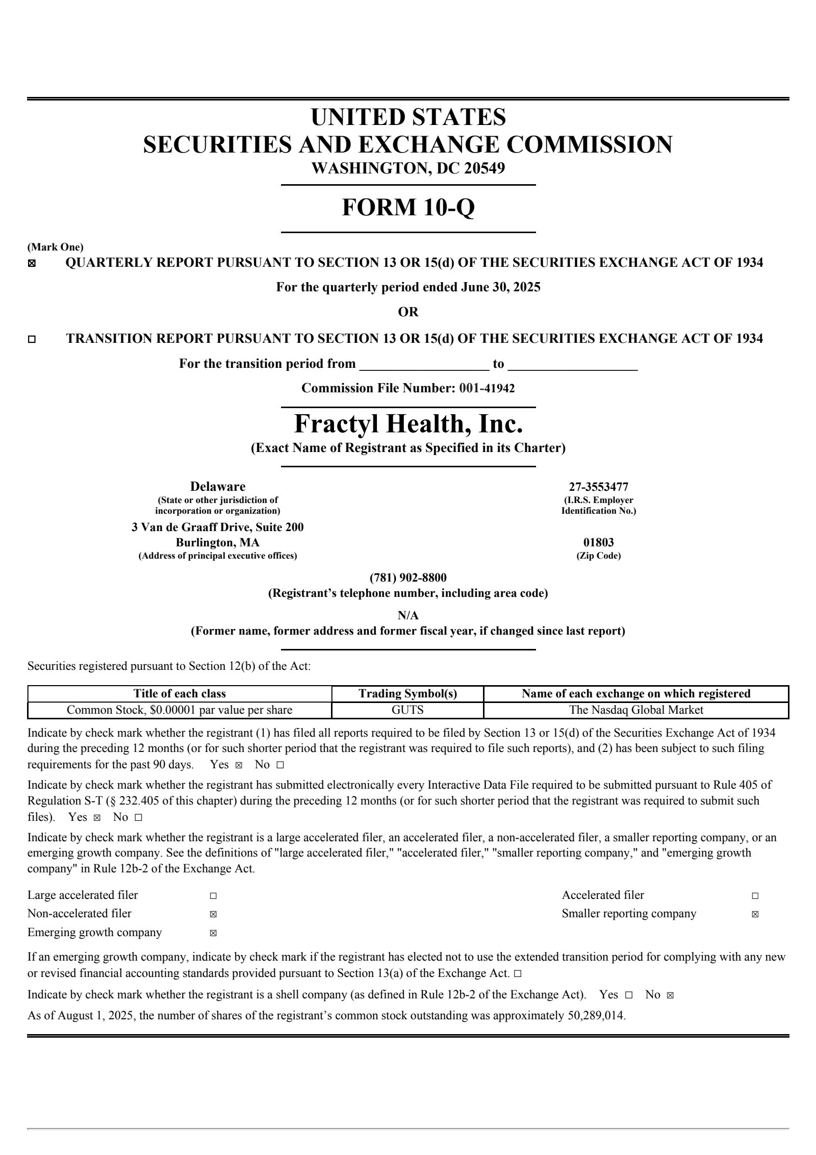 Fractyl Health's Q2 2025 Quarterly report