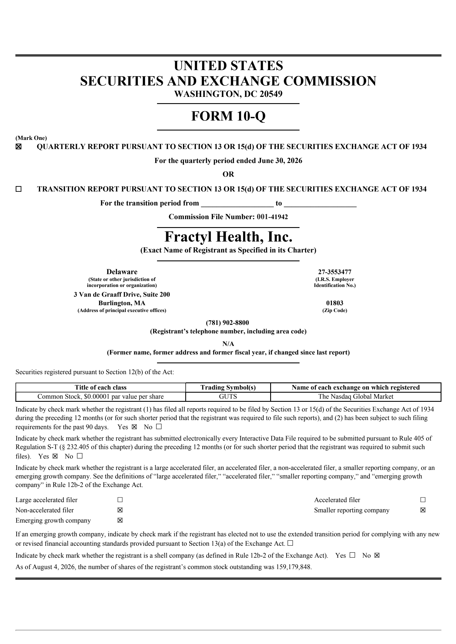 Fractyl Health's Q2 2026 Quarterly report