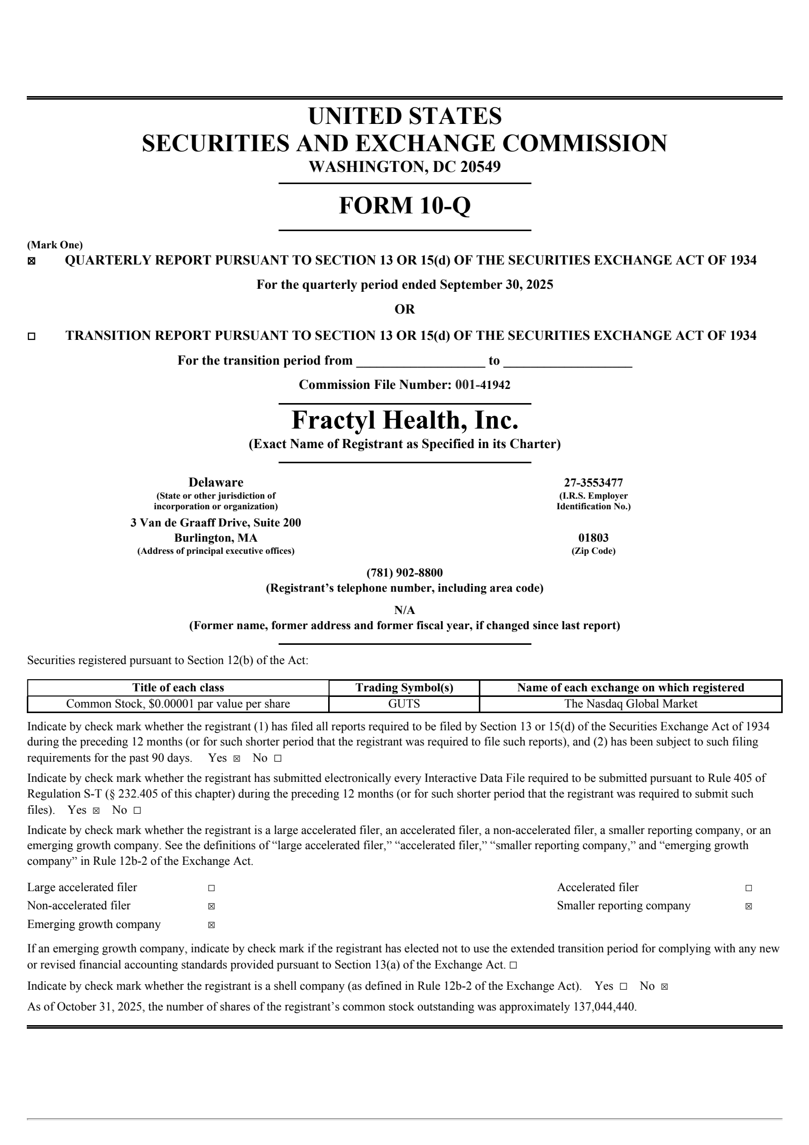 Fractyl Health's Q3 2025 Quarterly Report